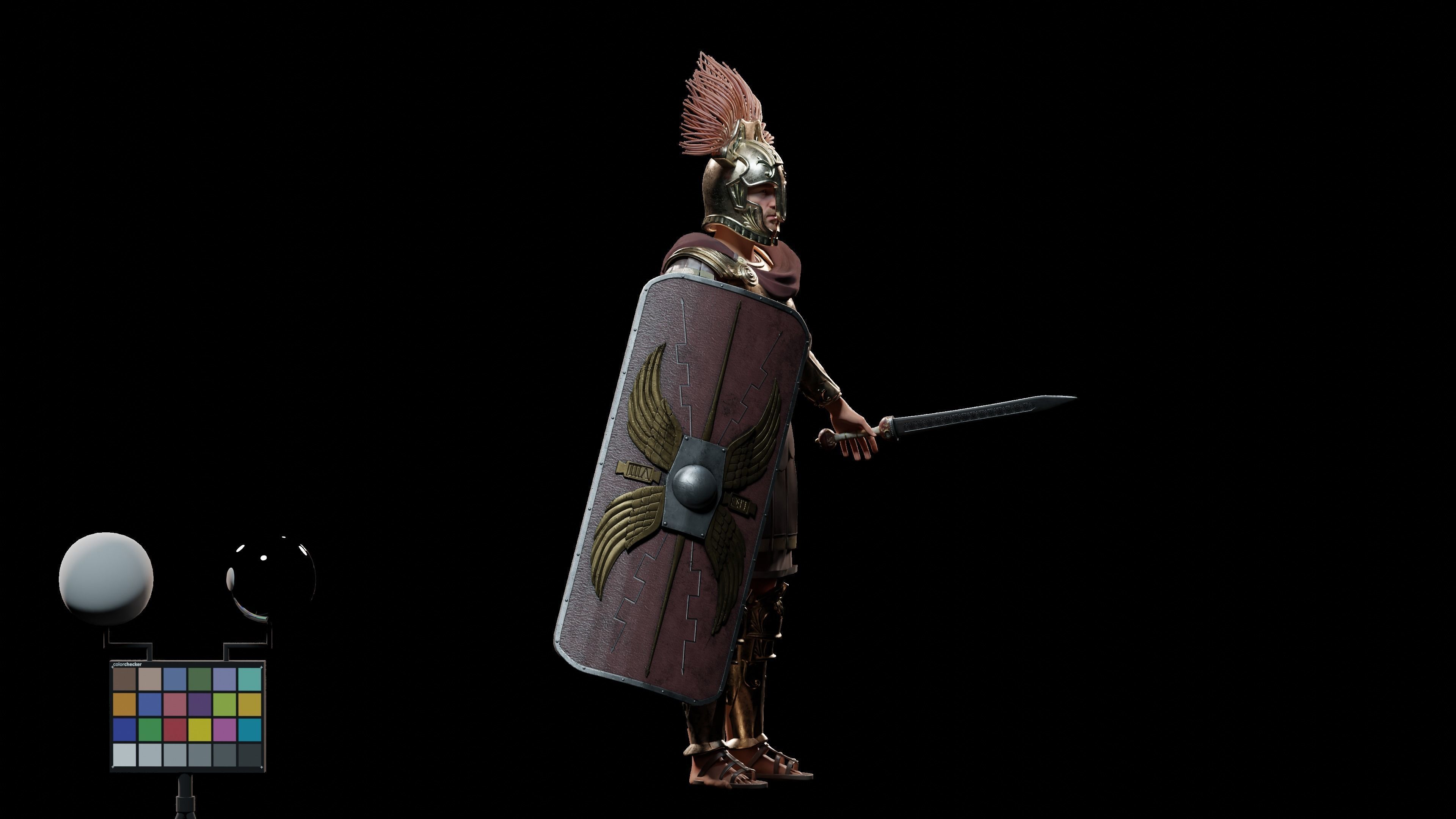 Jules Cesar - Roman Emperor Centurion Blender  Low-poly 3D model_9