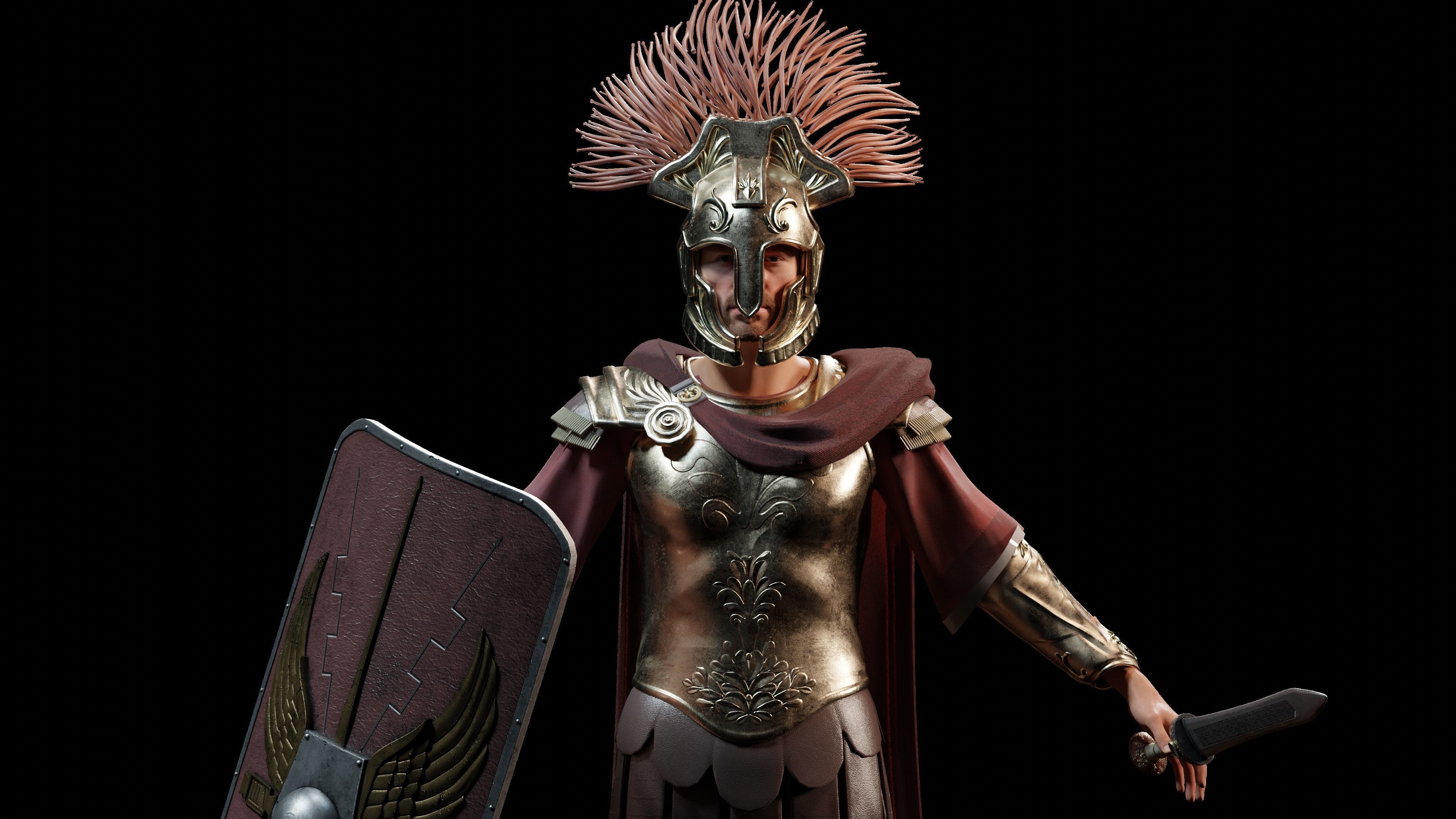 Jules Cesar - Roman Emperor Centurion Blender  Low-poly 3D model_31