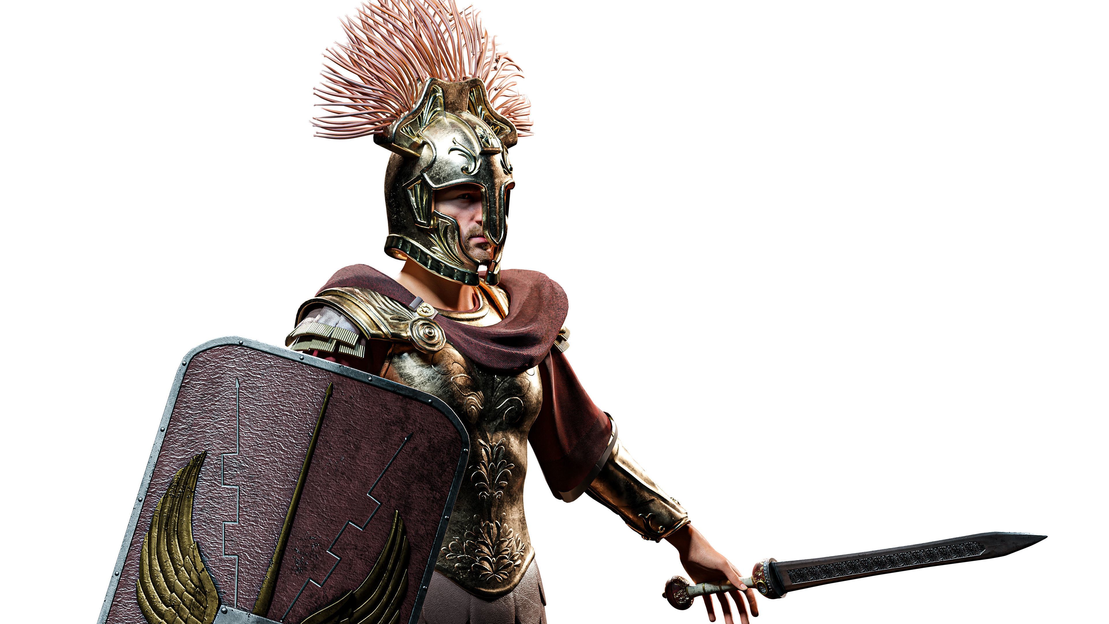 Jules Cesar - Roman Emperor Centurion Blender  Low-poly 3D model_34