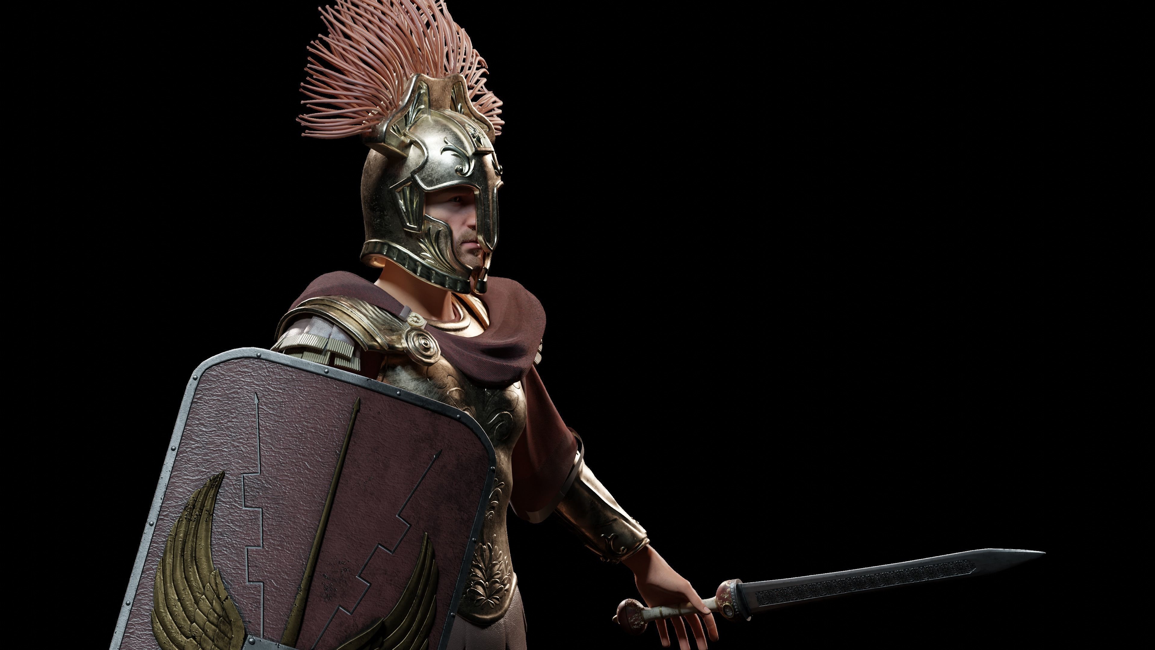 Jules Cesar - Roman Emperor Centurion Blender  Low-poly 3D model_37