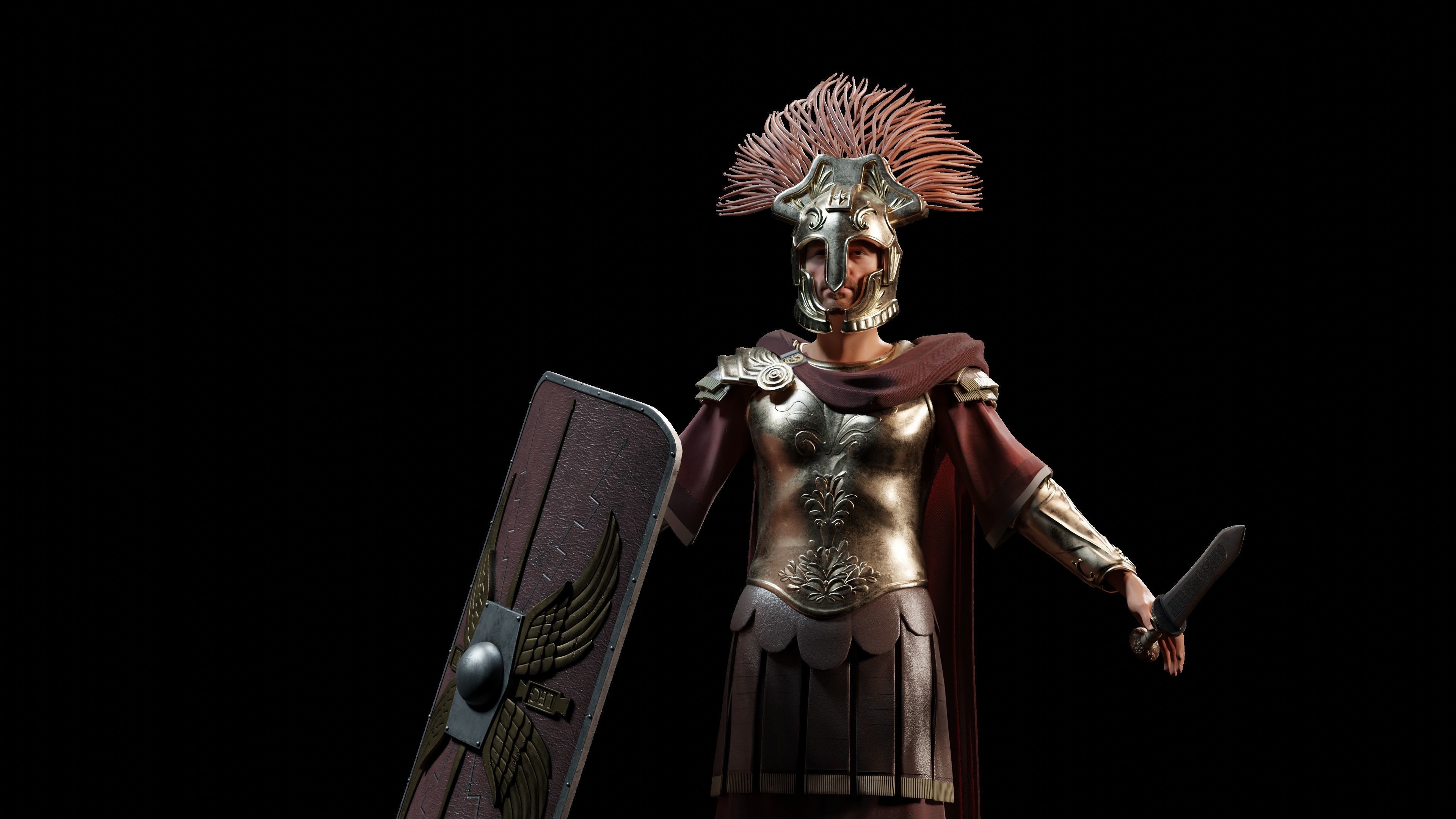 Jules Cesar - Roman Emperor Centurion Blender  Low-poly 3D model_41