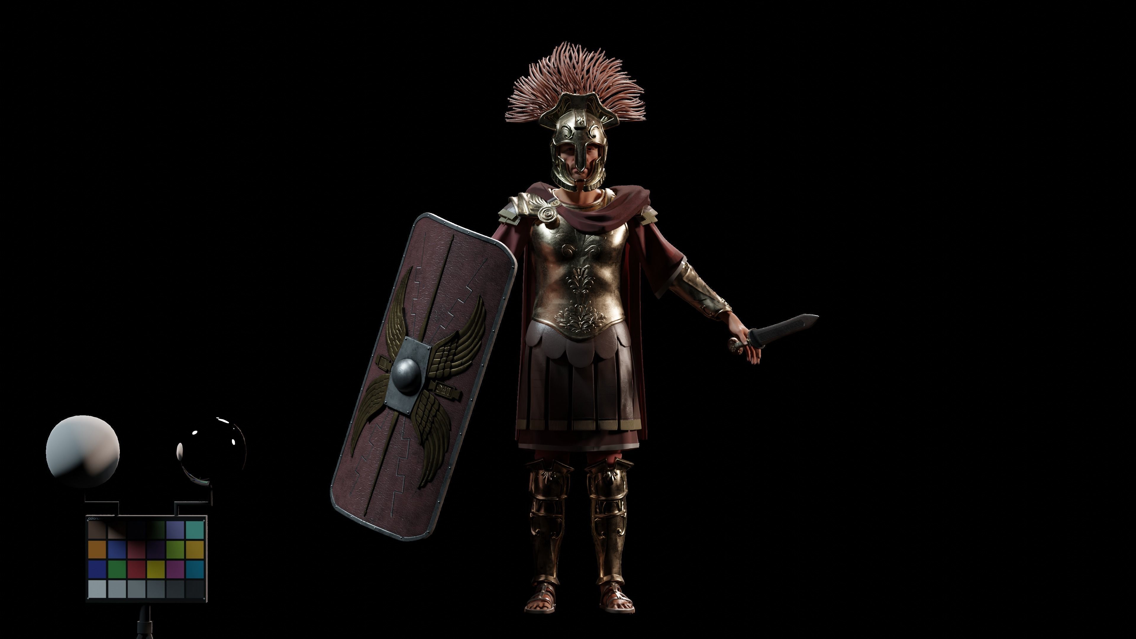 Jules Cesar - Roman Emperor Centurion Blender  Low-poly 3D model_4