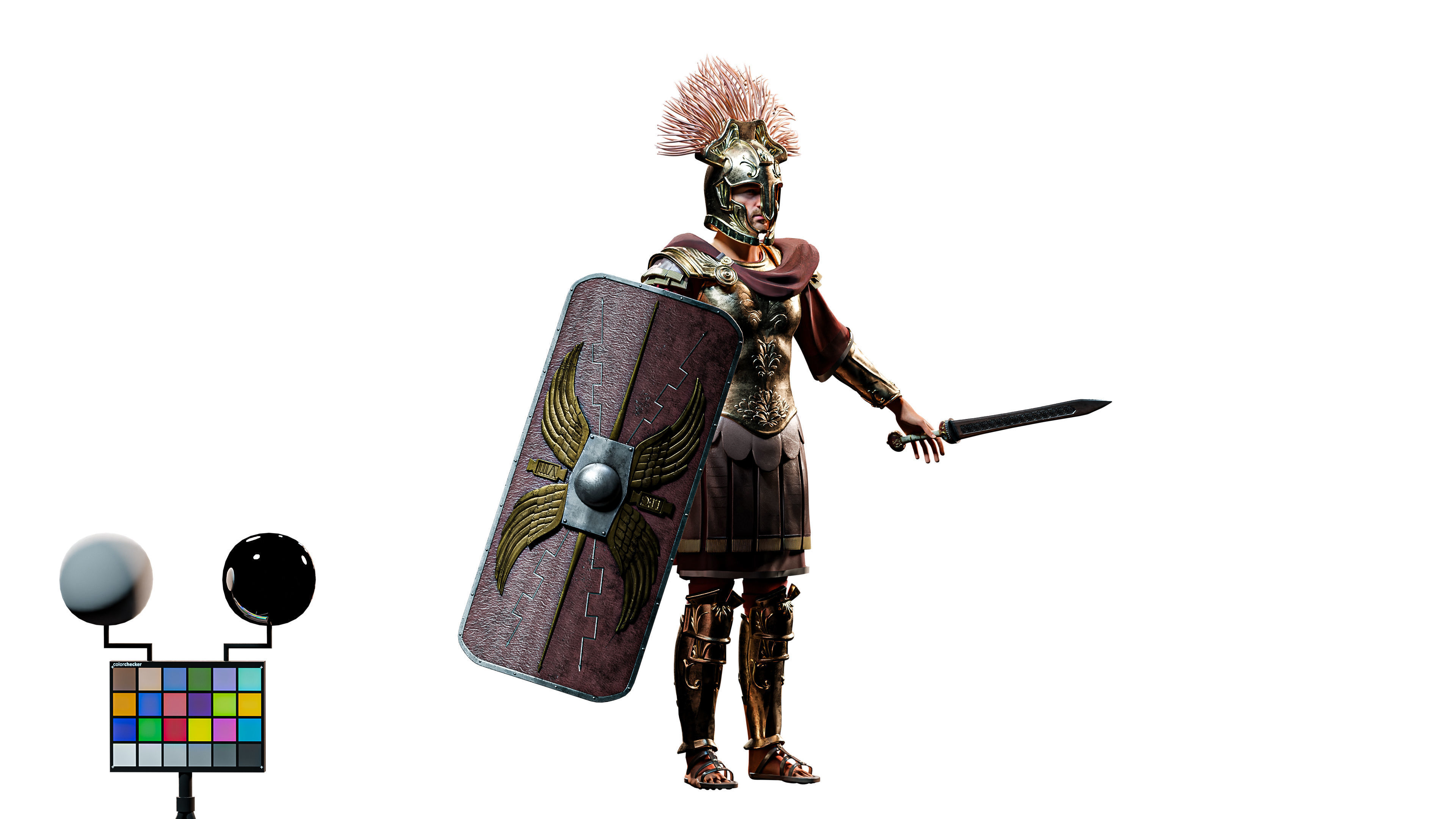 Jules Cesar - Roman Emperor Centurion Blender  Low-poly 3D model_6