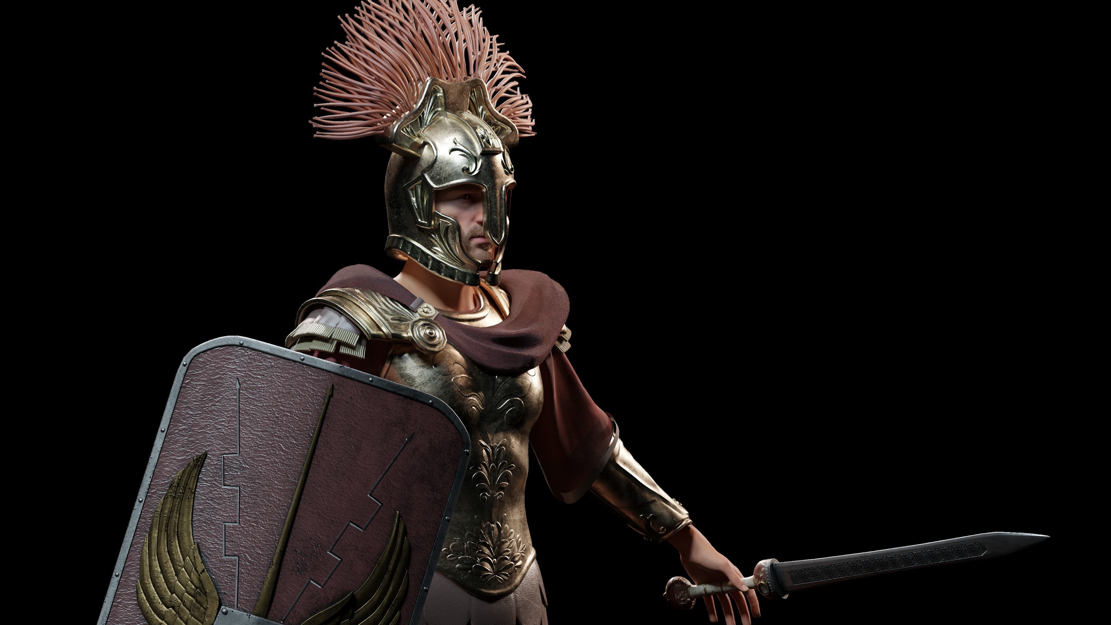 Jules Cesar - Roman Emperor Centurion Blender  Low-poly 3D model_35