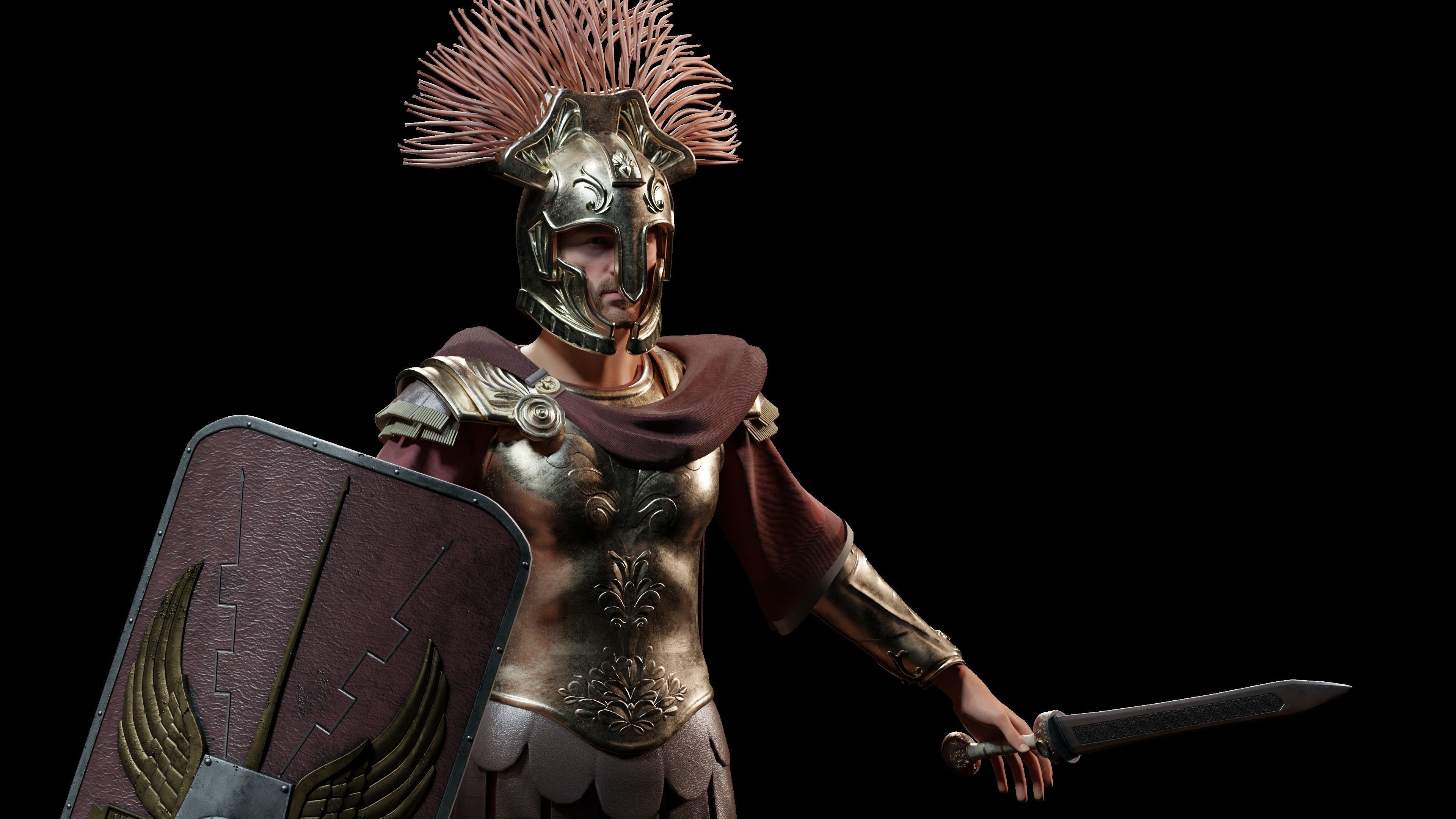 Jules Cesar - Roman Emperor Centurion Blender  Low-poly 3D model_33