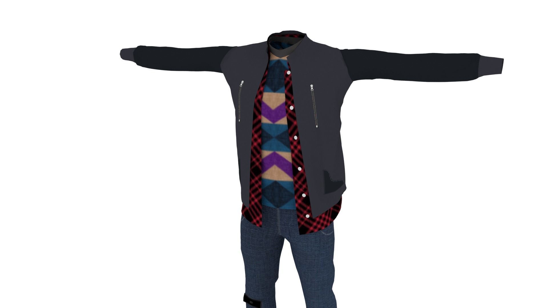 Man Clothing Low-poly 3D model_1