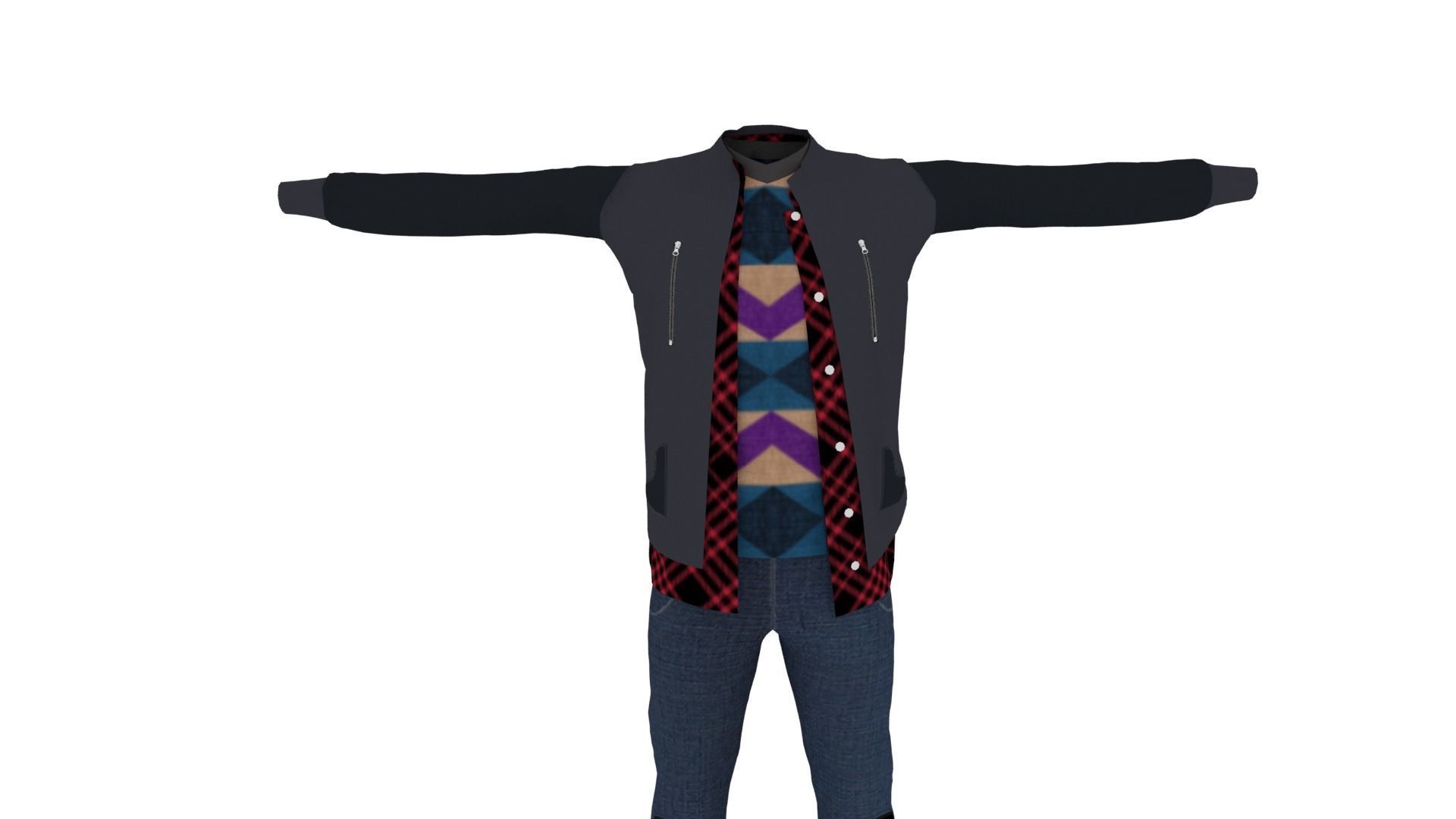 Man Clothing Low-poly 3D model_2