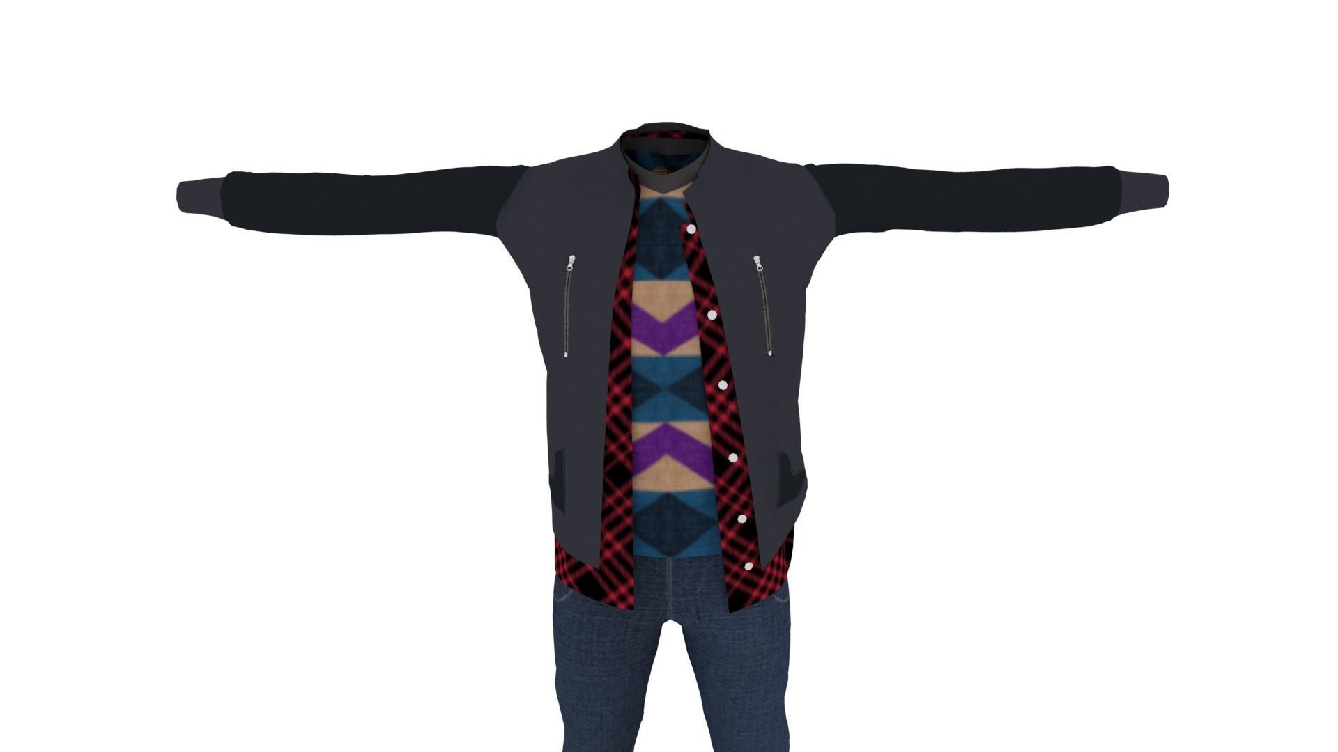 Man Clothing Low-poly 3D model_5