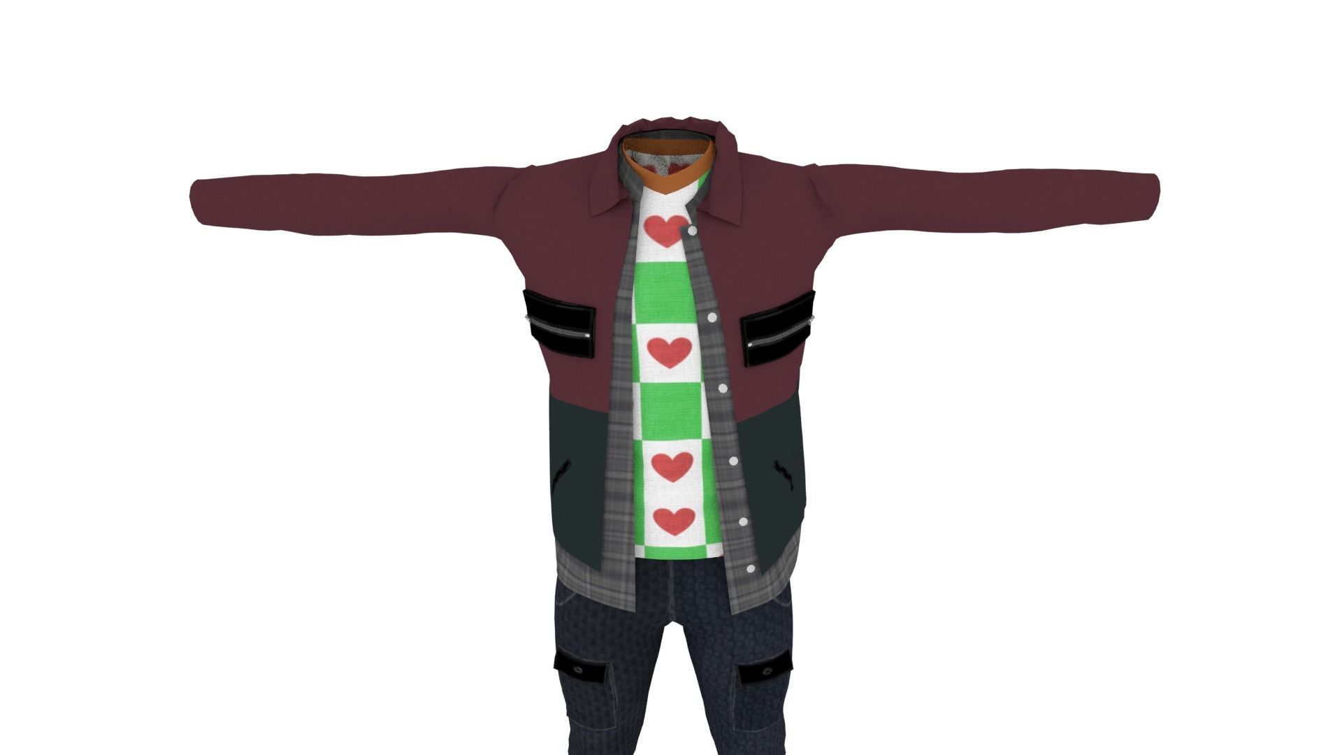Man Clothing Low-poly 3D model_5