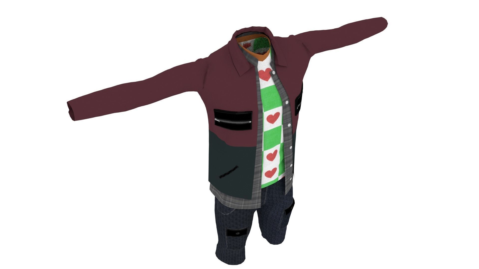 Man Clothing Low-poly 3D model_4