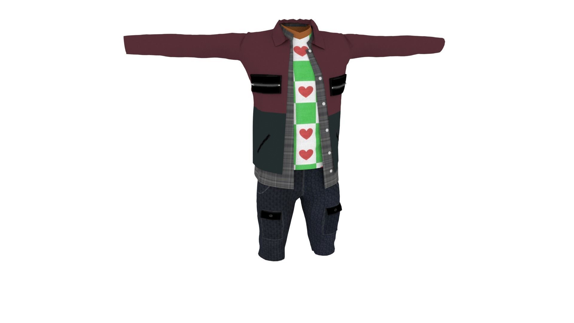 Man Clothing Low-poly 3D model_1