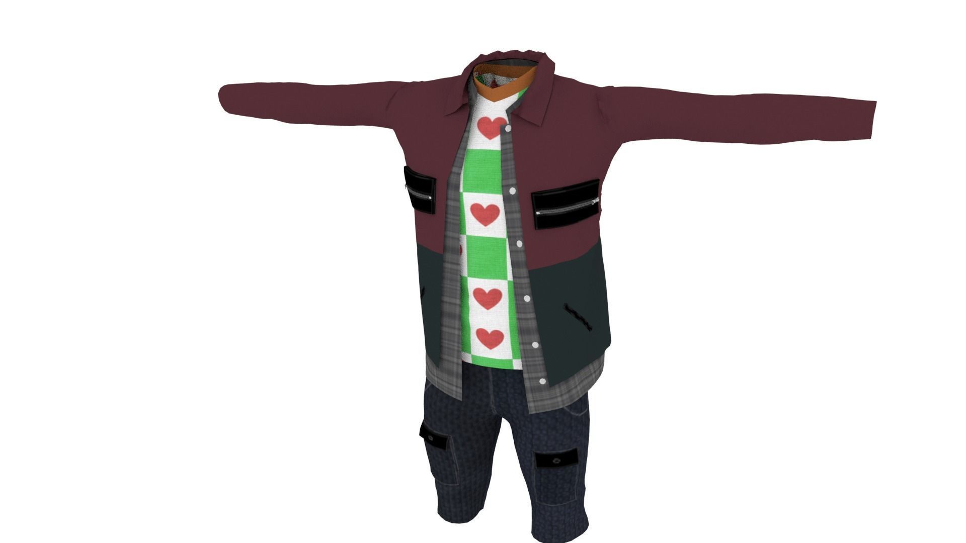 Man Clothing Low-poly 3D model_2