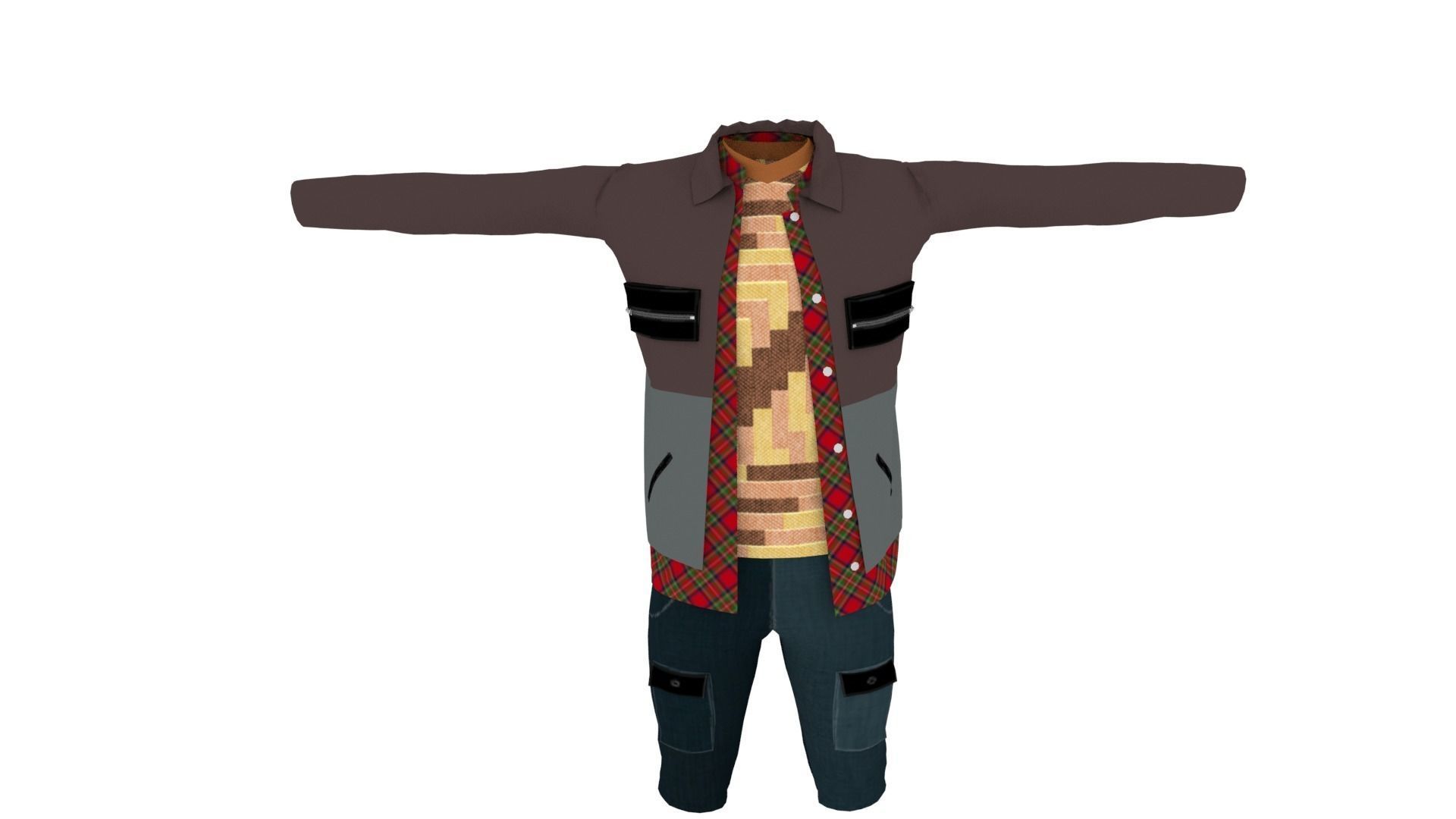 Man Clothing Low-poly 3D model_3