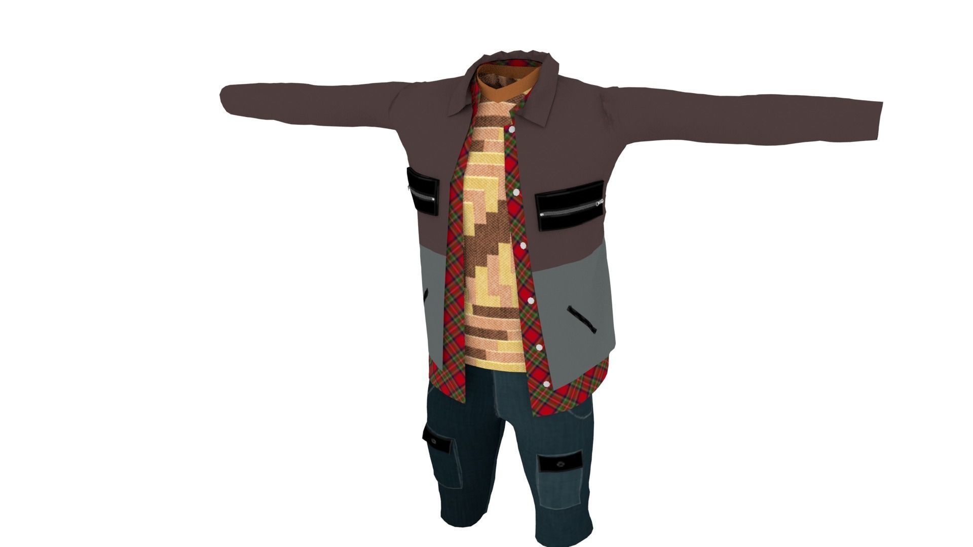 Man Clothing Low-poly 3D model_2