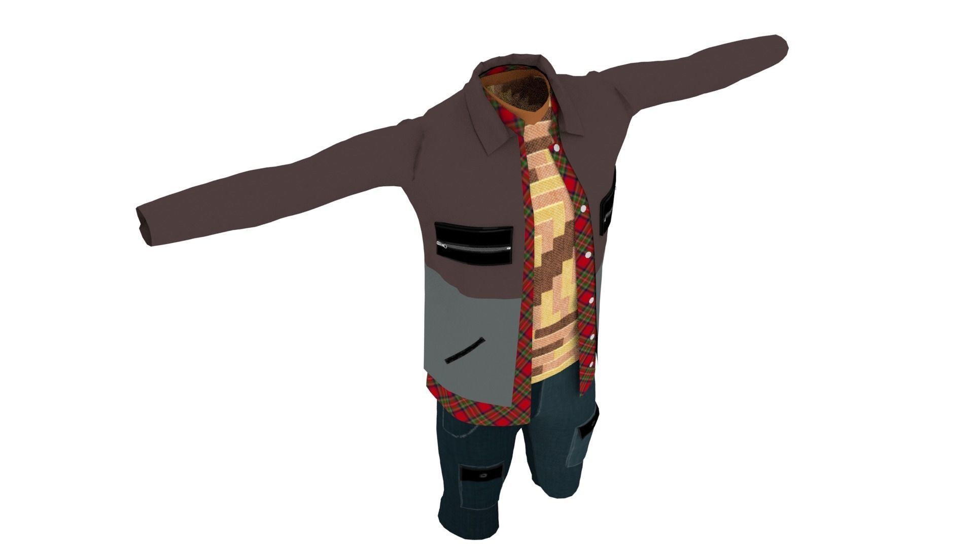 Man Clothing Low-poly 3D model_4