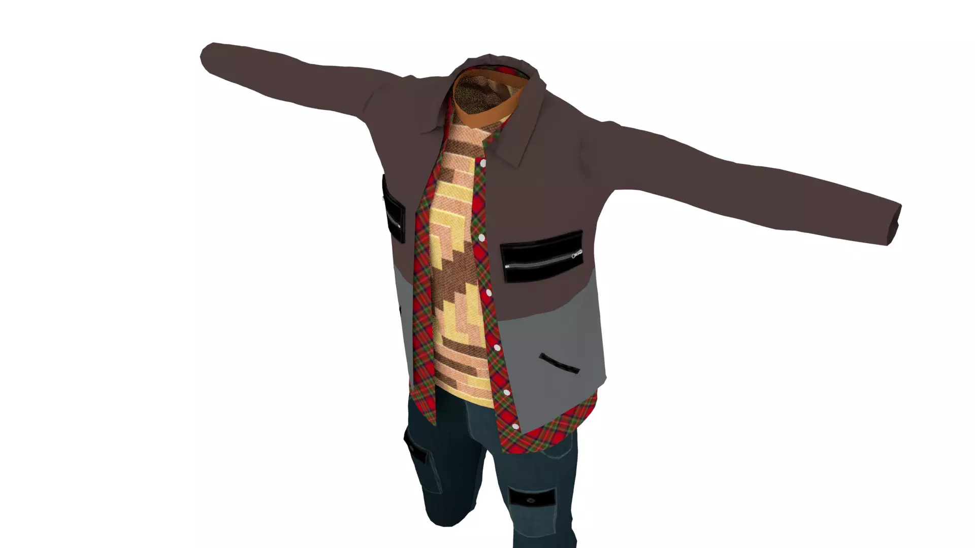 Man Clothing Low-poly 3D model_0