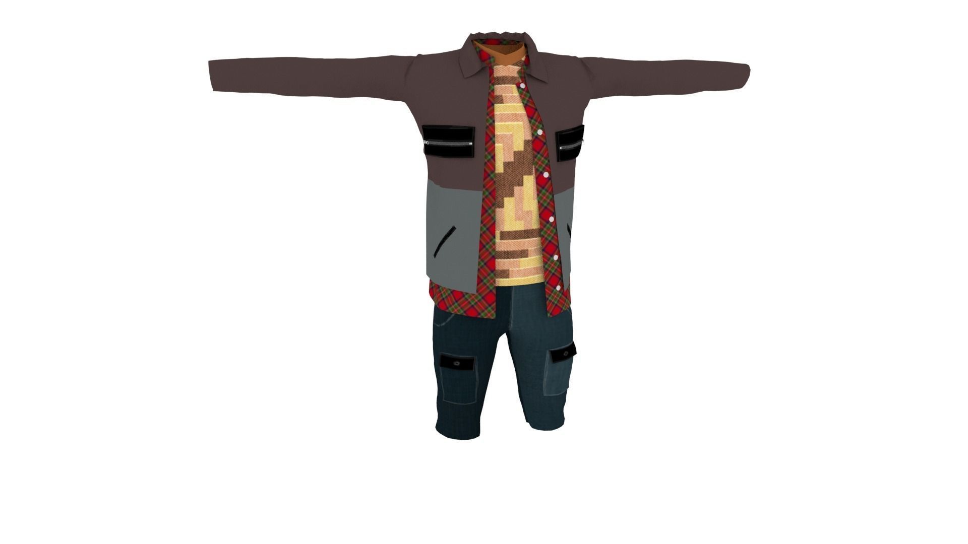 Man Clothing Low-poly 3D model_1
