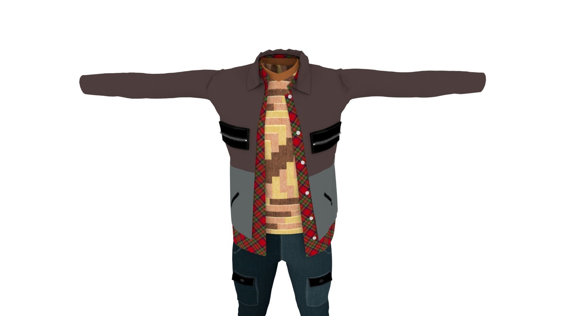 Man Clothing Low-poly 3D model_5