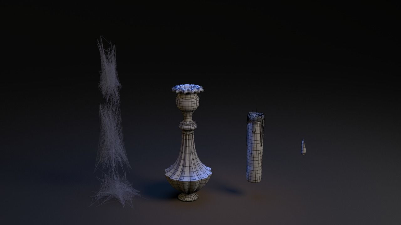 Old Candlestick Free 3D model_4
