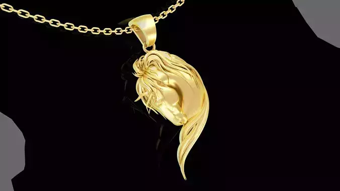Heart Horse Head Pendant jewelry Gold