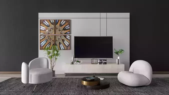 TV wall 34 3D model