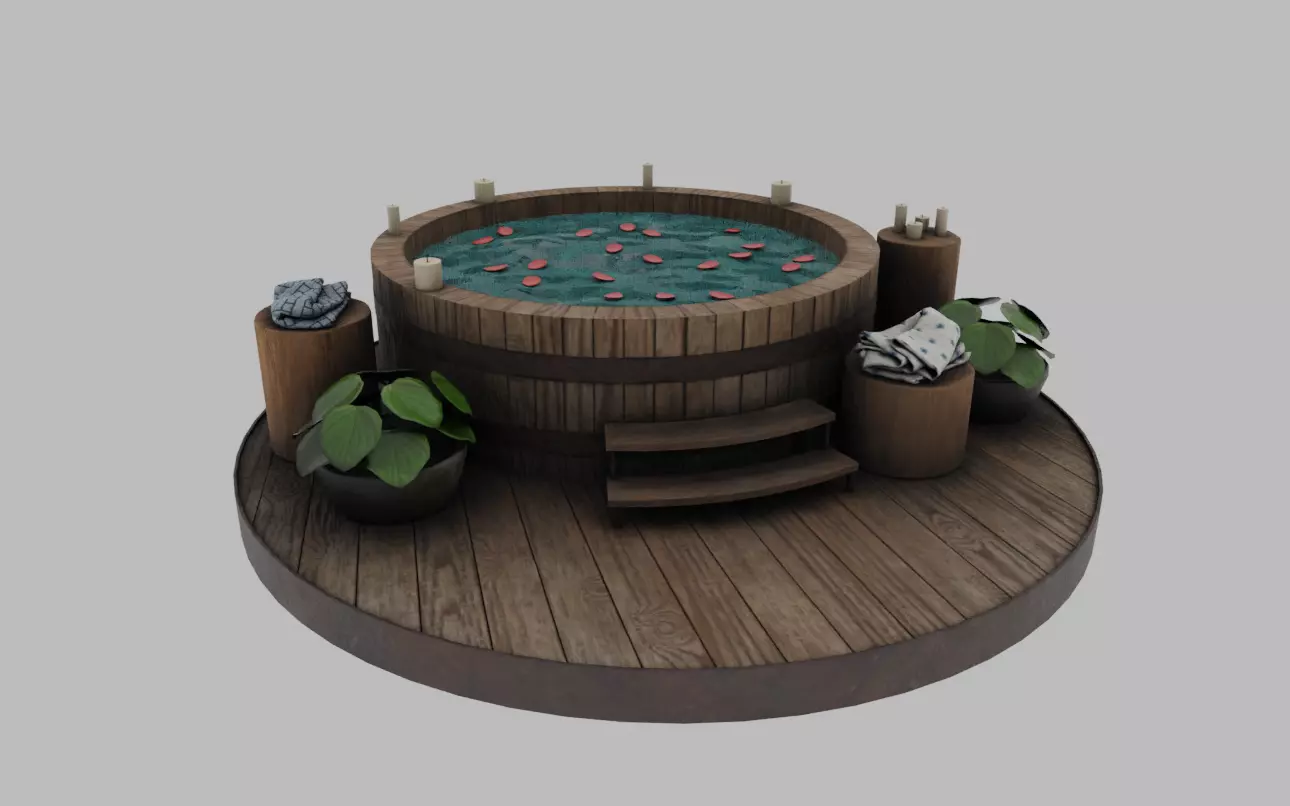 Relax Wood Tub Low-poly 3D model