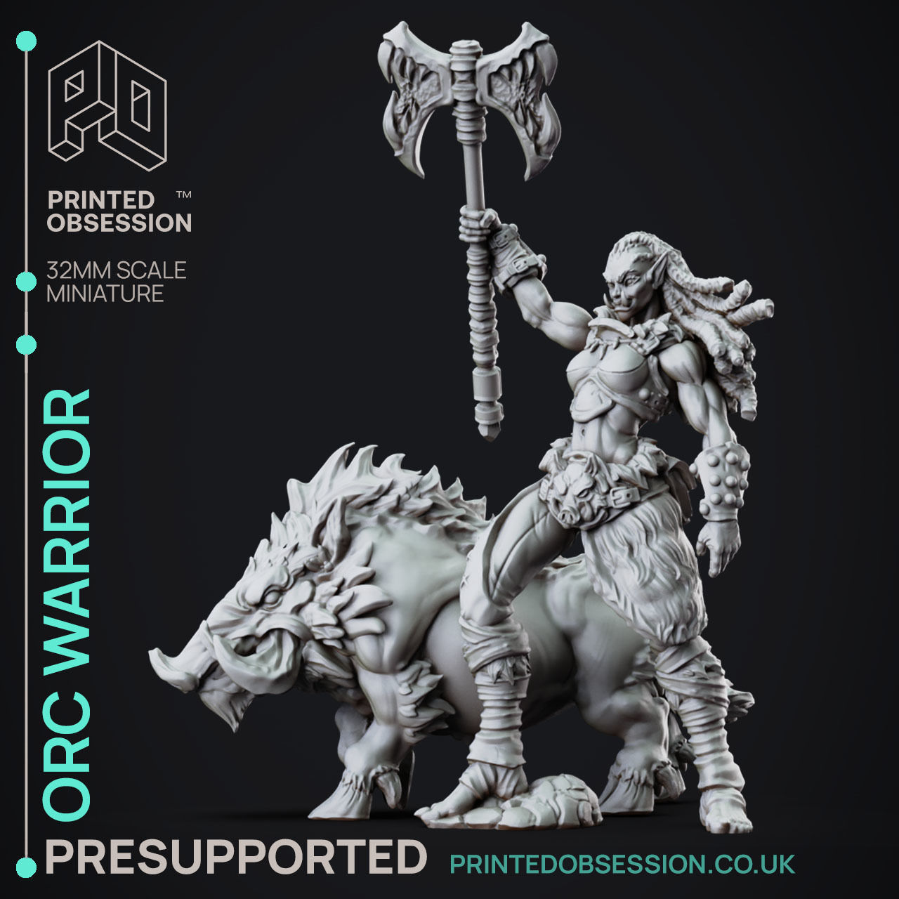 Orc Warrior - 3D Printable TTRPG - PRESUPPORTED - 32mm Scale 3D print model_1