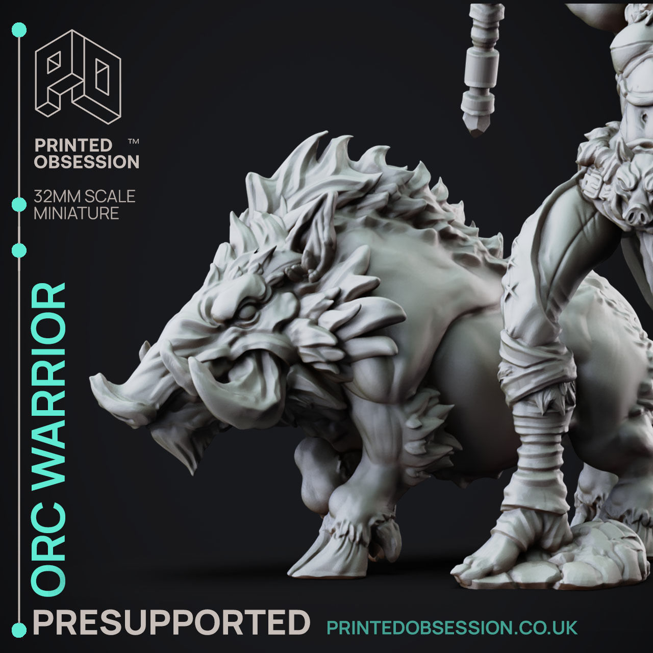 Orc Warrior - 3D Printable TTRPG - PRESUPPORTED - 32mm Scale 3D print model_6