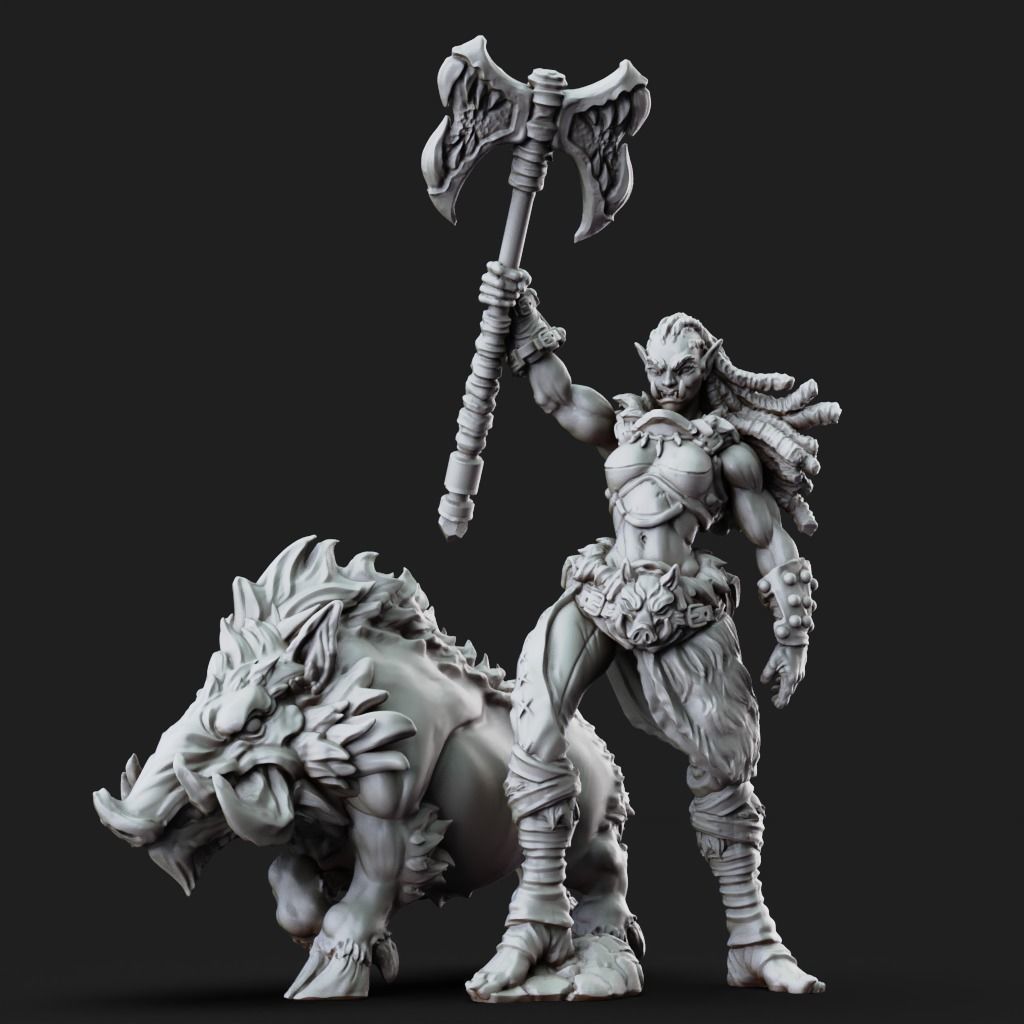 Orc Warrior - 3D Printable TTRPG - PRESUPPORTED - 32mm Scale 3D print model_11
