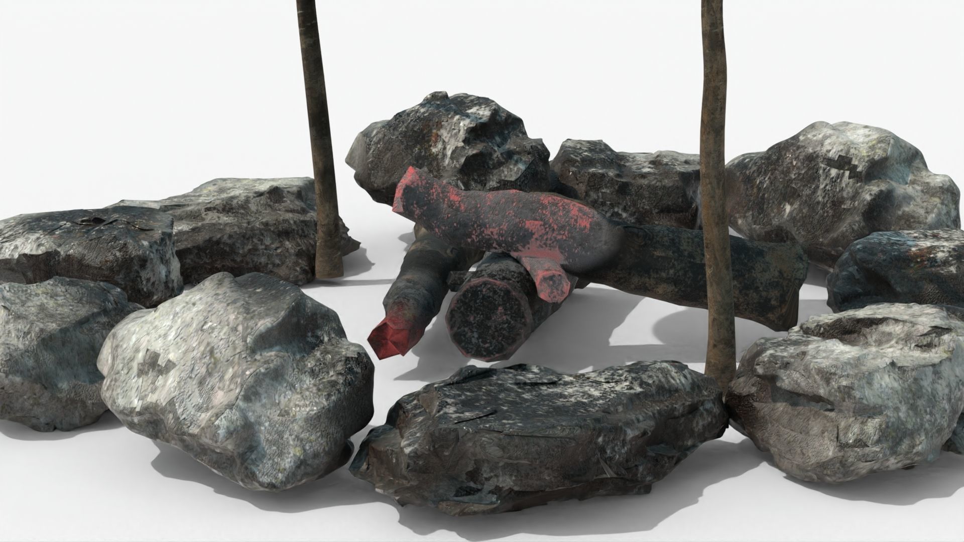 Realistic Campfire  Low-poly 3D model_10