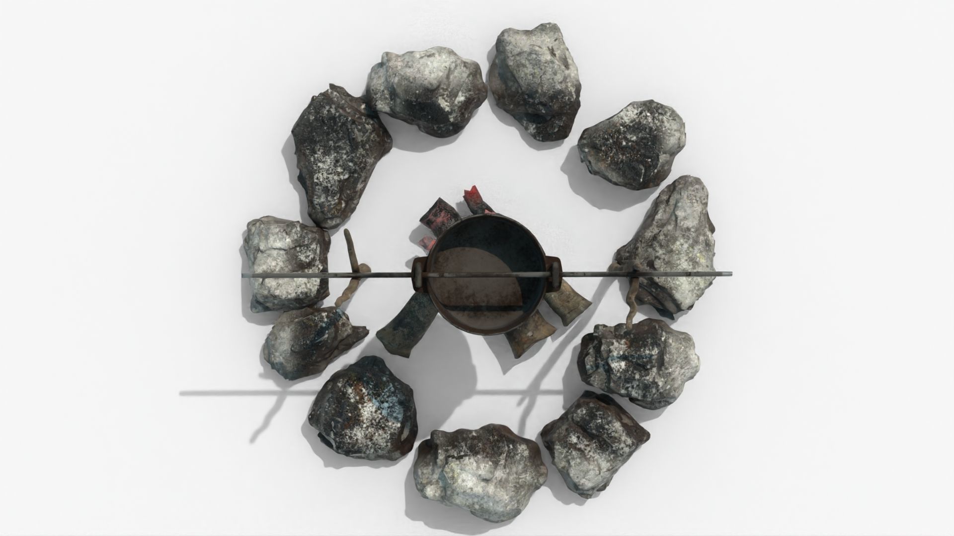 Realistic Campfire  Low-poly 3D model_4