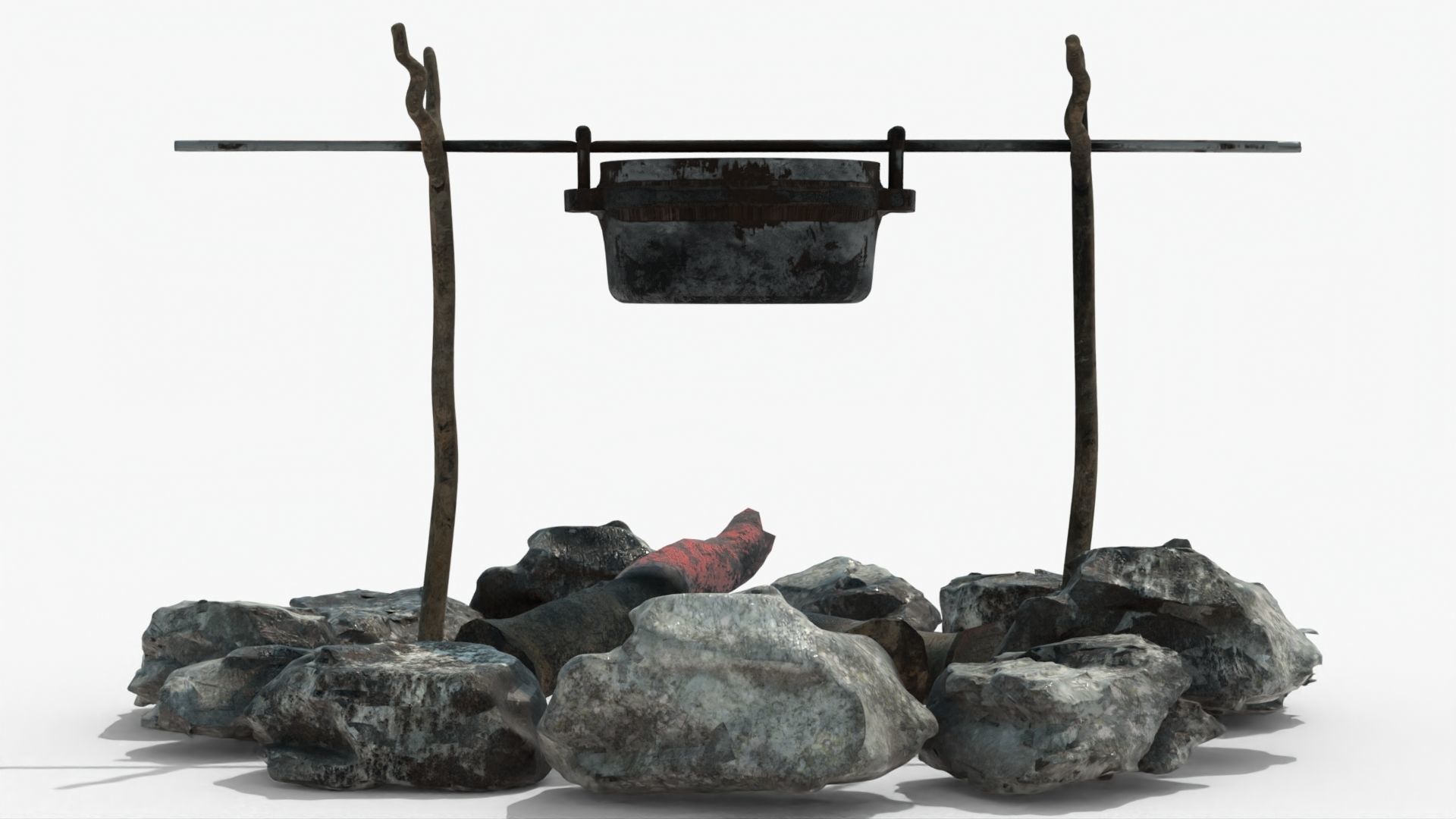 Realistic Campfire  Low-poly 3D model_3