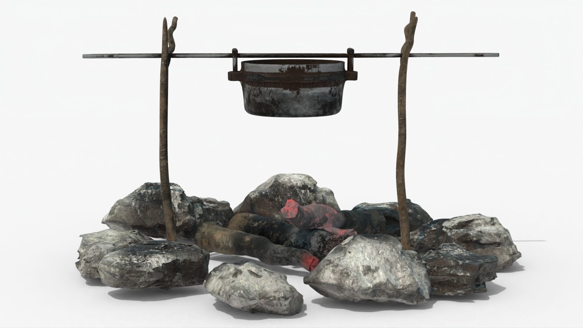 Realistic Campfire  Low-poly 3D model_1