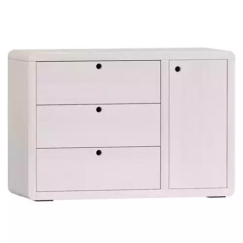 Montauk White Wood 3 Drawer Kids Dresser with Door 
