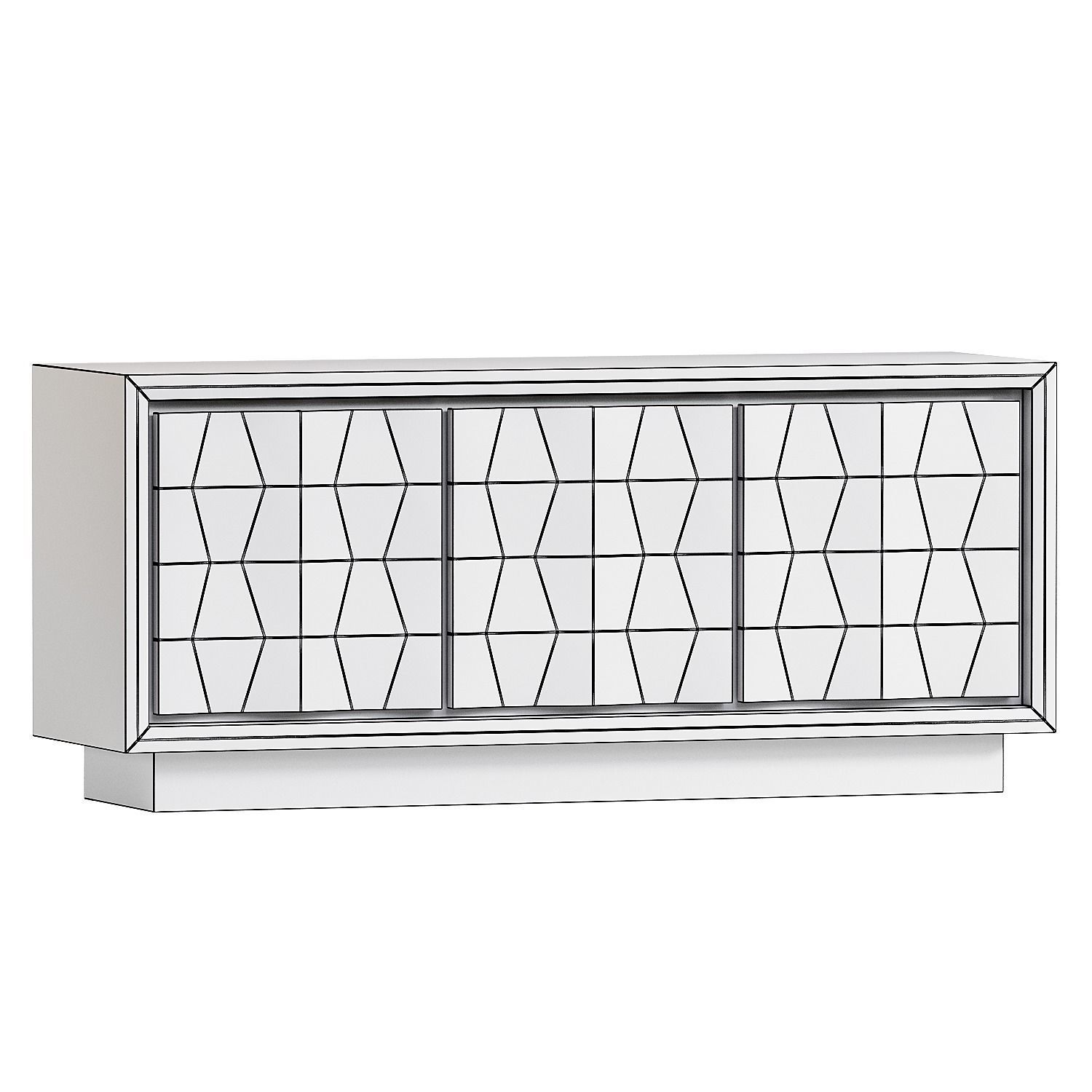 Carved Pattern Media Console 3D model_1