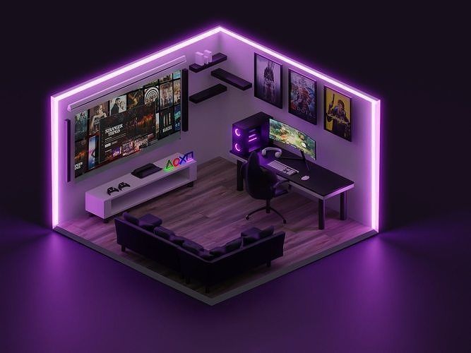 gaming room 3D model_3