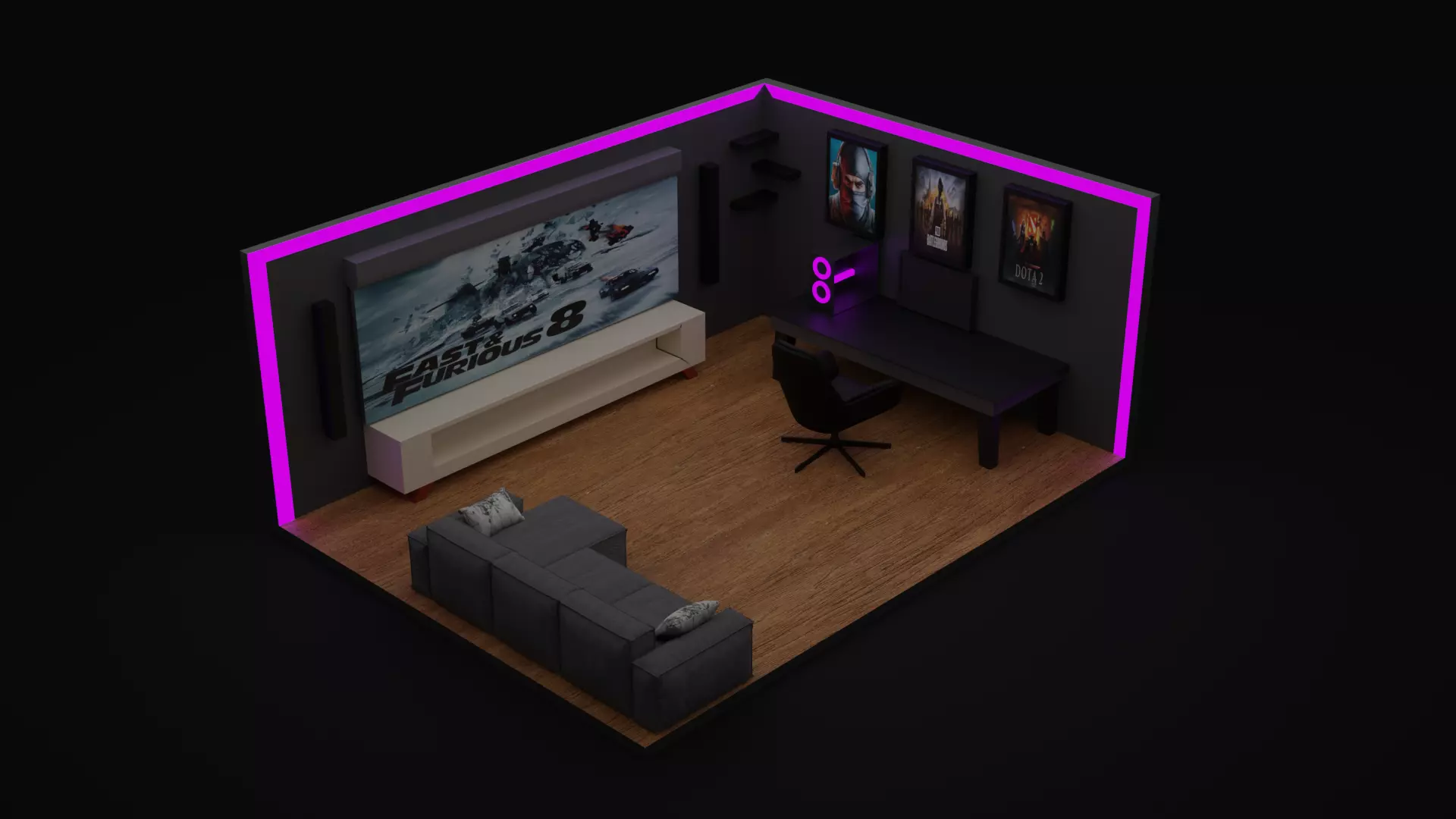 gaming room 3D model_0