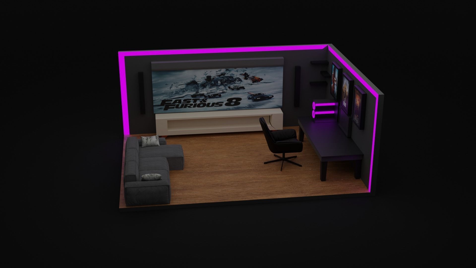 gaming room 3D model_1