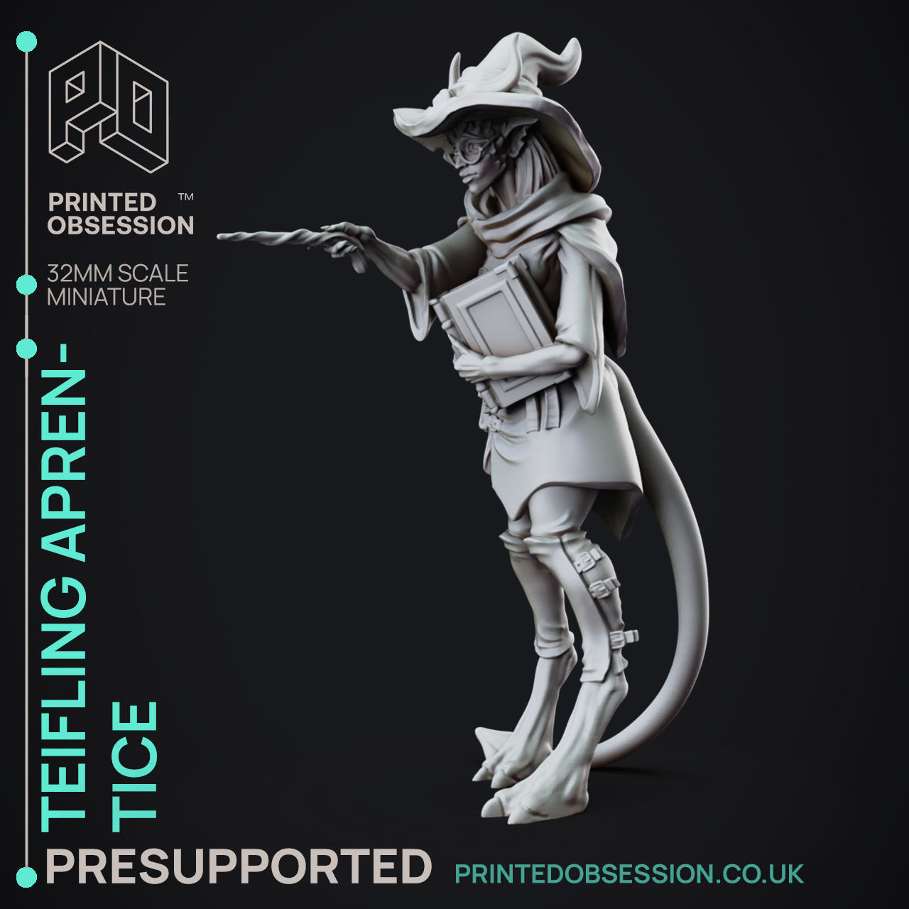 Teifling Apprentice- 3D Printable TTRPG - PRESUPPORTED - 32mm 3D print model_3
