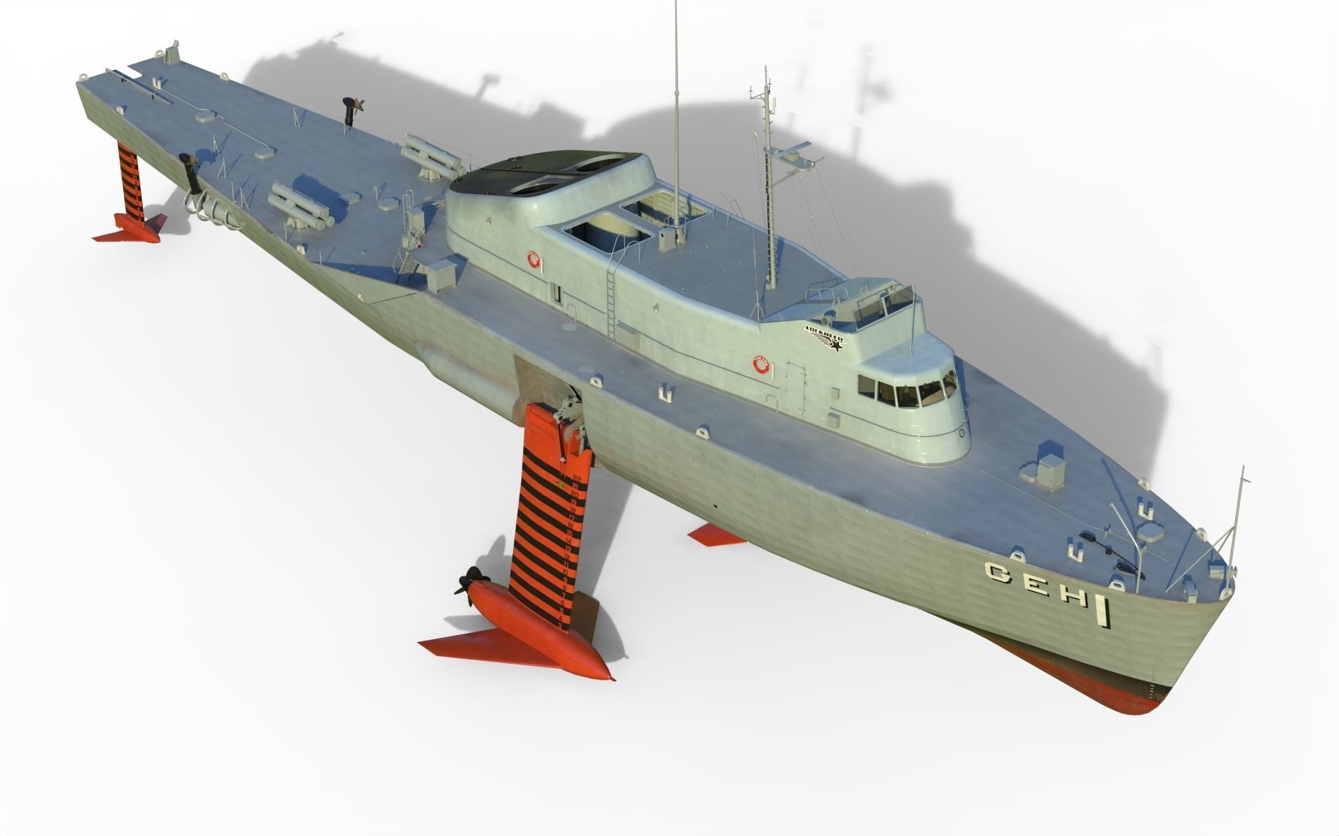USS Plainview AGEH hydrofoil ship 3D model_8