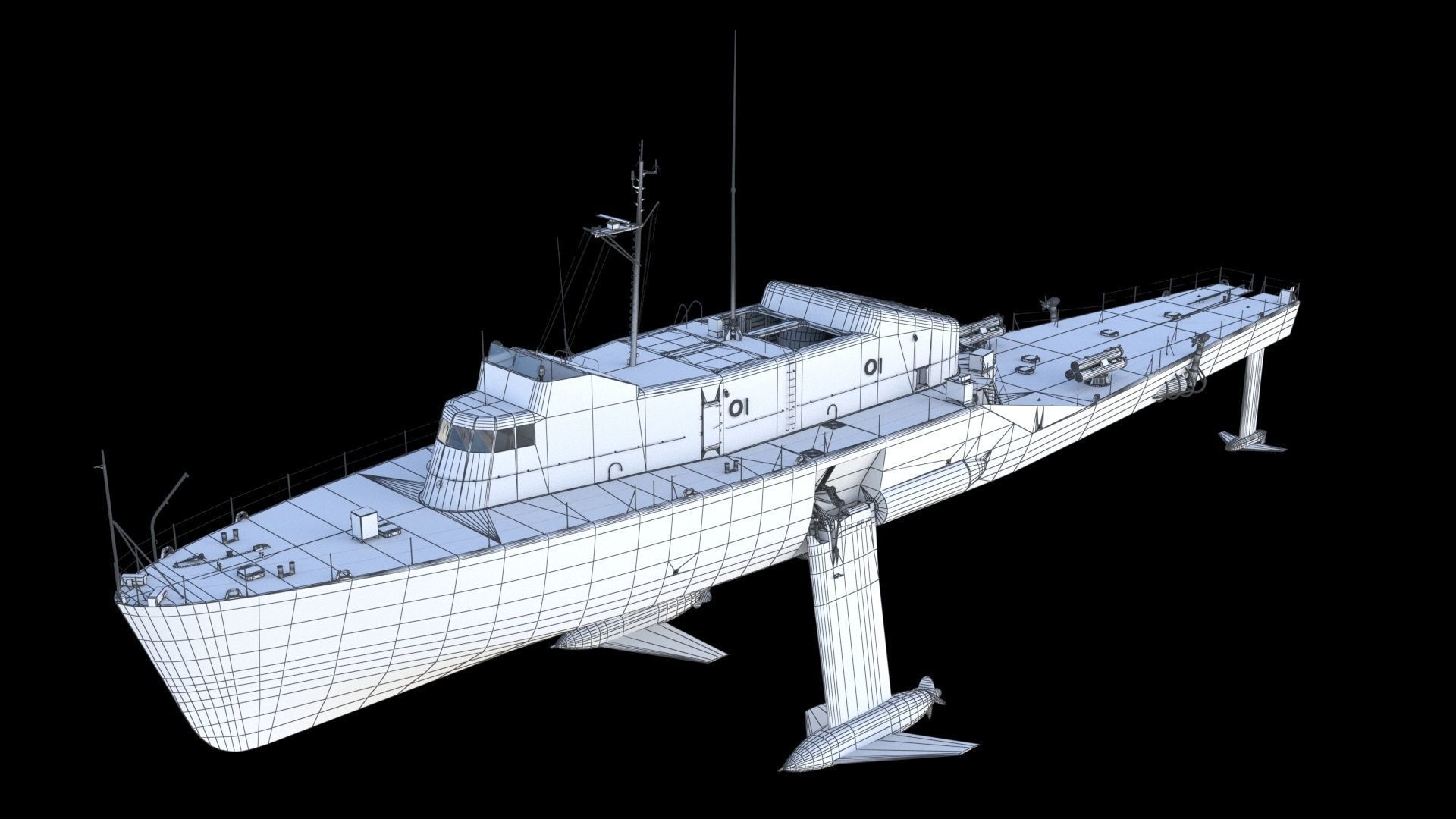 USS Plainview AGEH hydrofoil ship 3D model_18