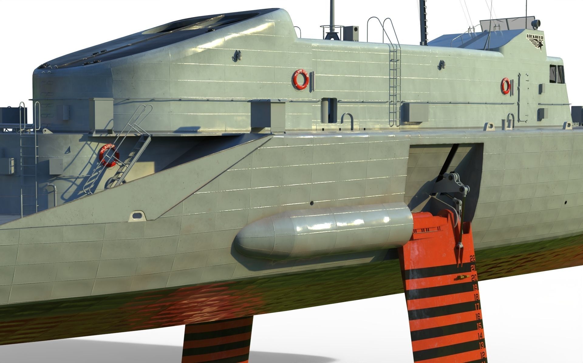 USS Plainview AGEH hydrofoil ship 3D model_9