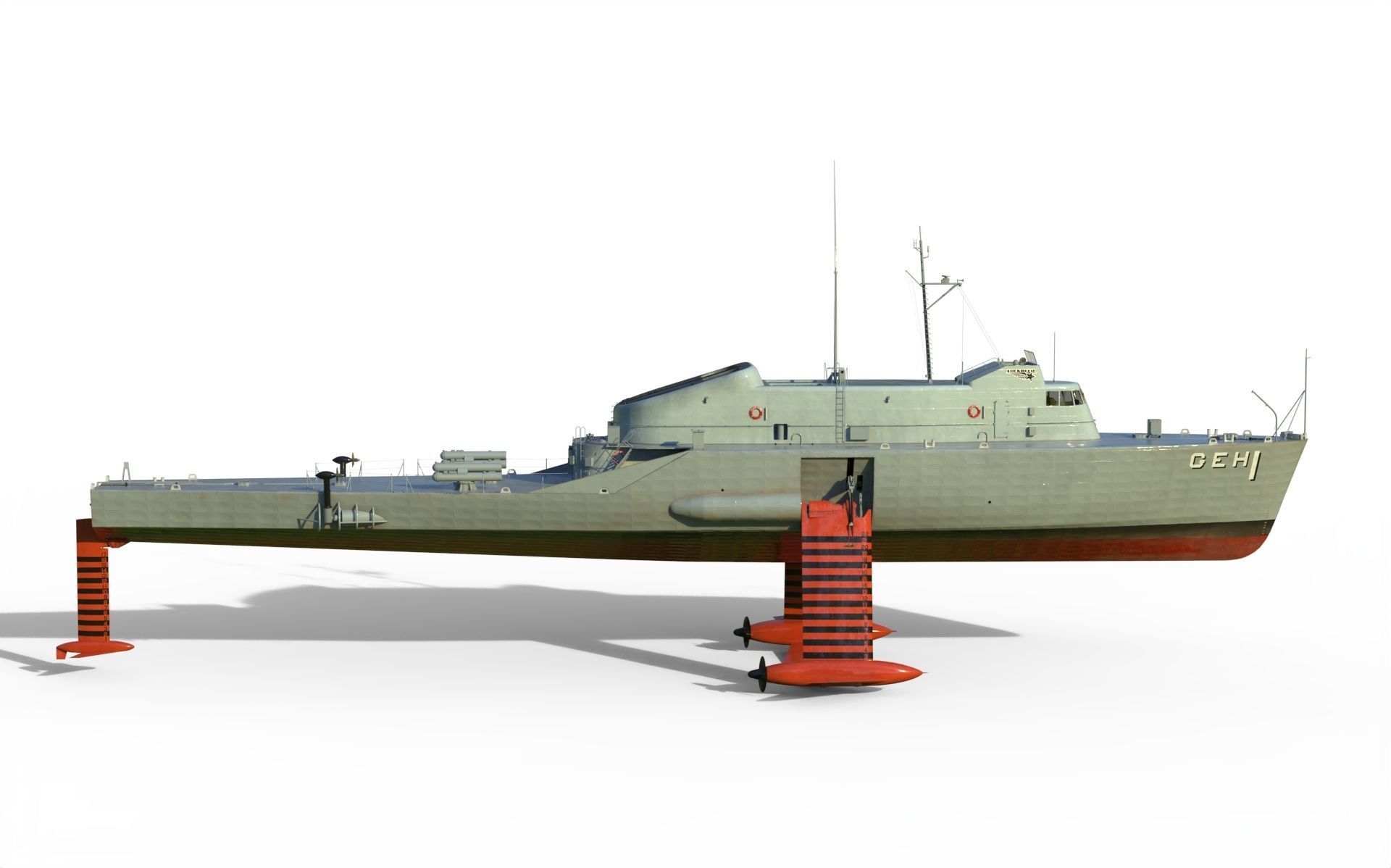 USS Plainview AGEH hydrofoil ship 3D model_2
