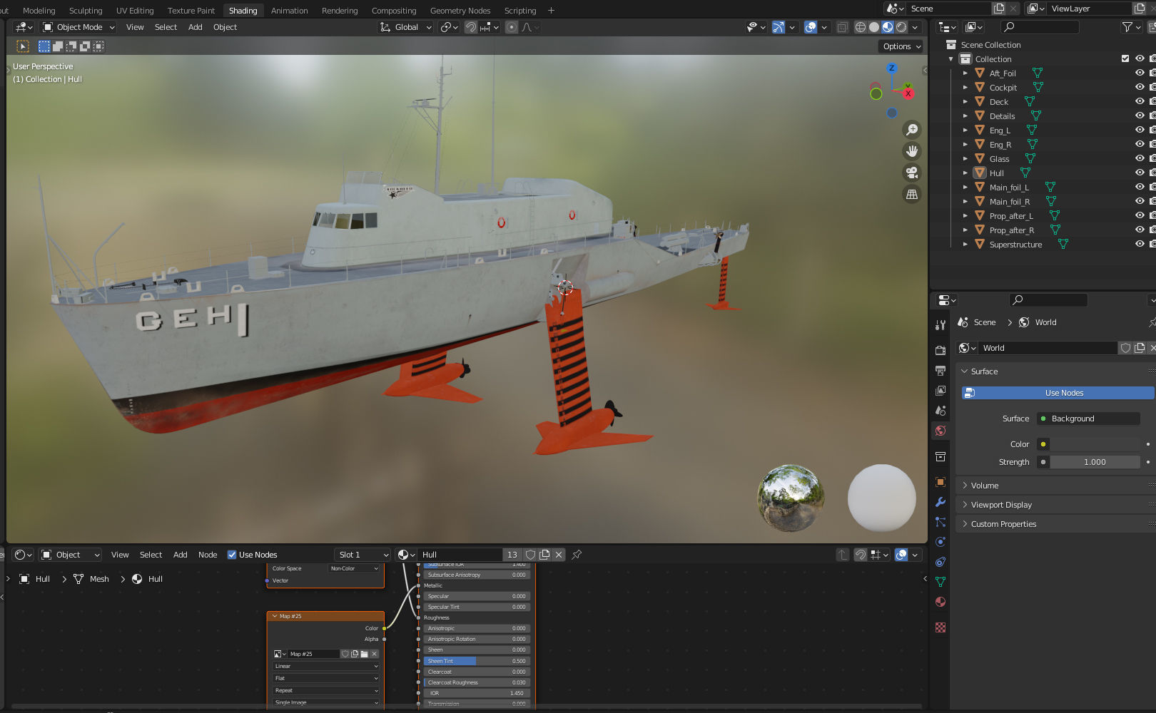 USS Plainview AGEH hydrofoil ship 3D model_15