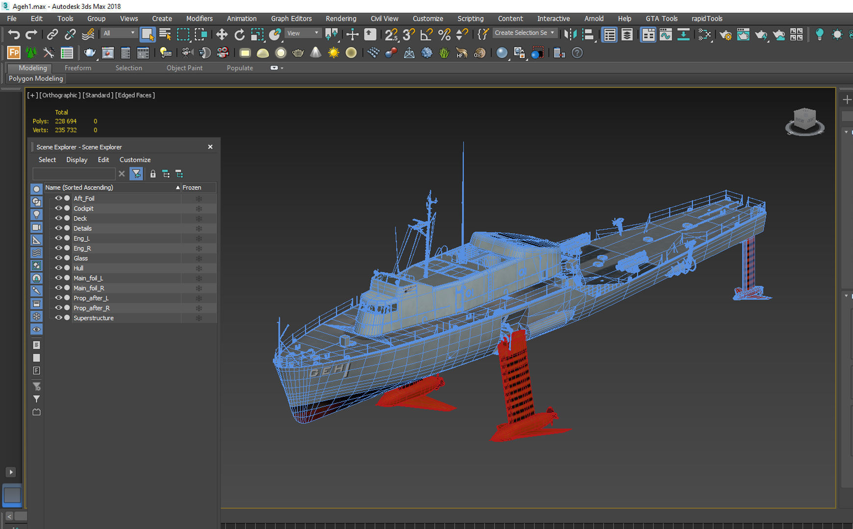 USS Plainview AGEH hydrofoil ship 3D model_17