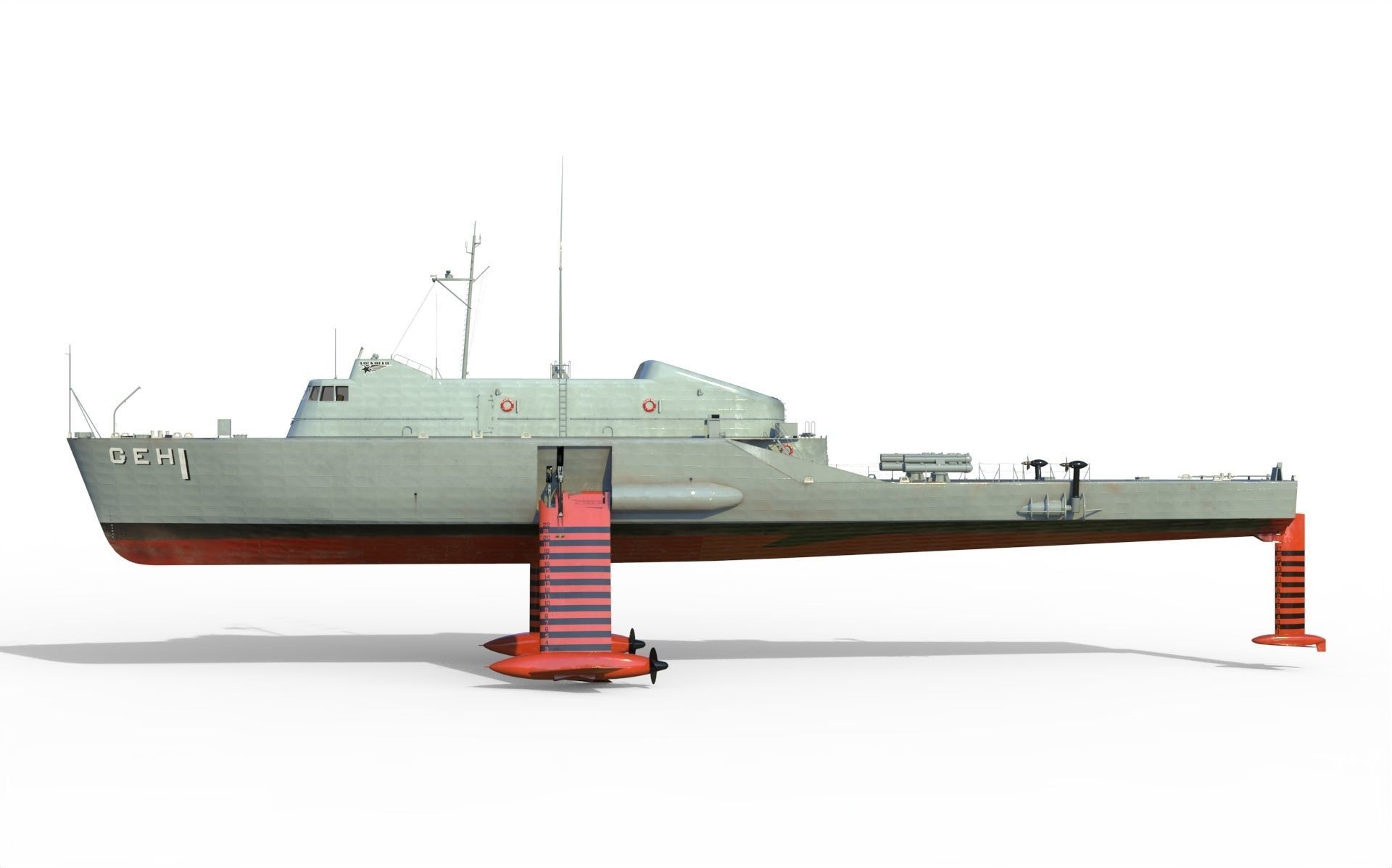 USS Plainview AGEH hydrofoil ship 3D model_14