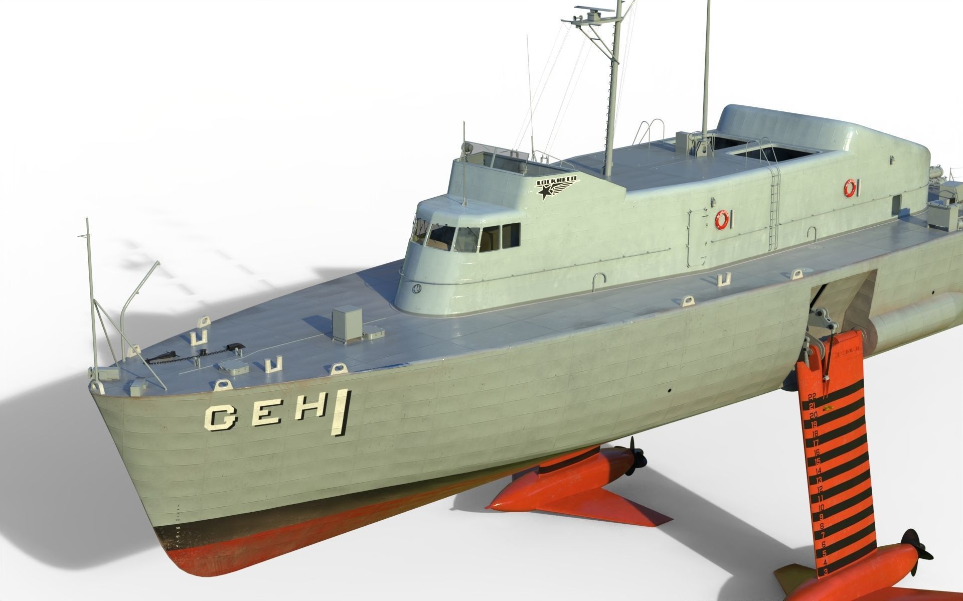 USS Plainview AGEH hydrofoil ship 3D model_10