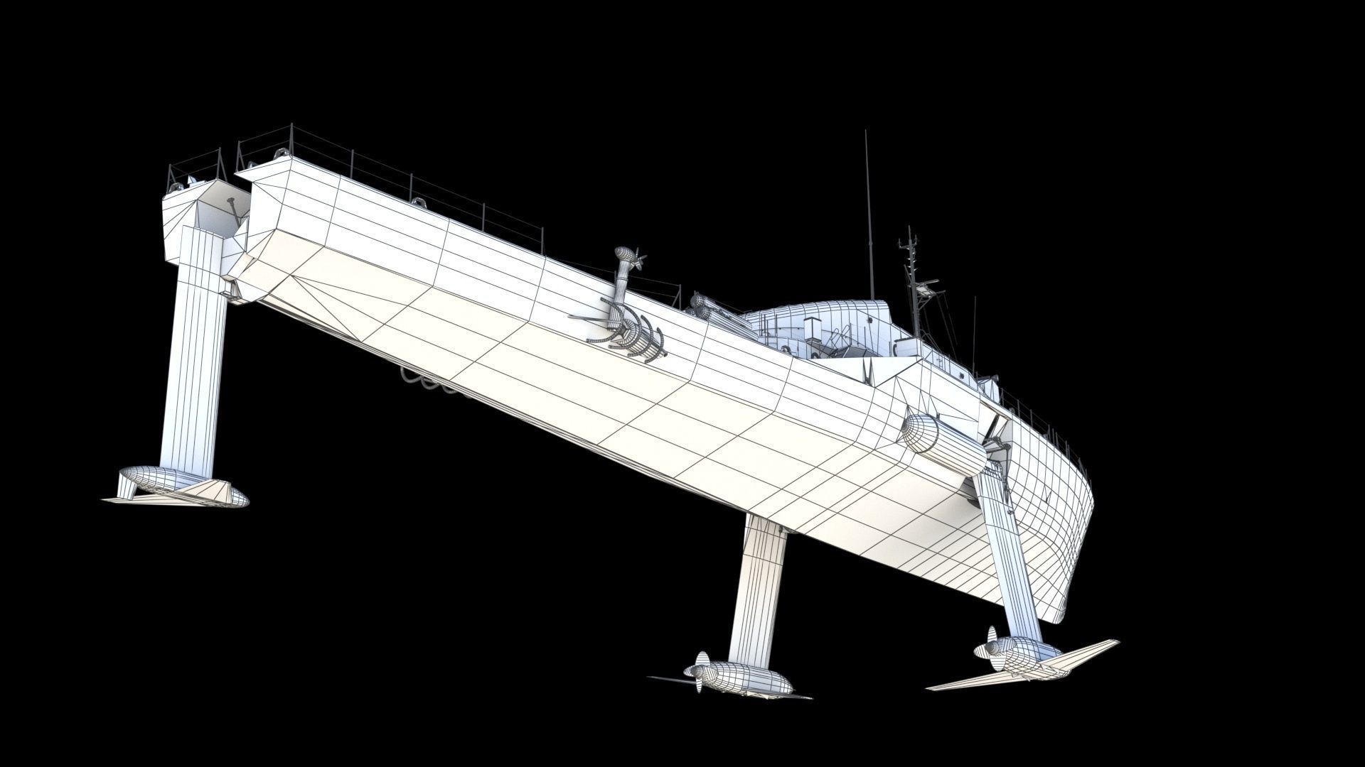 USS Plainview AGEH hydrofoil ship 3D model_19