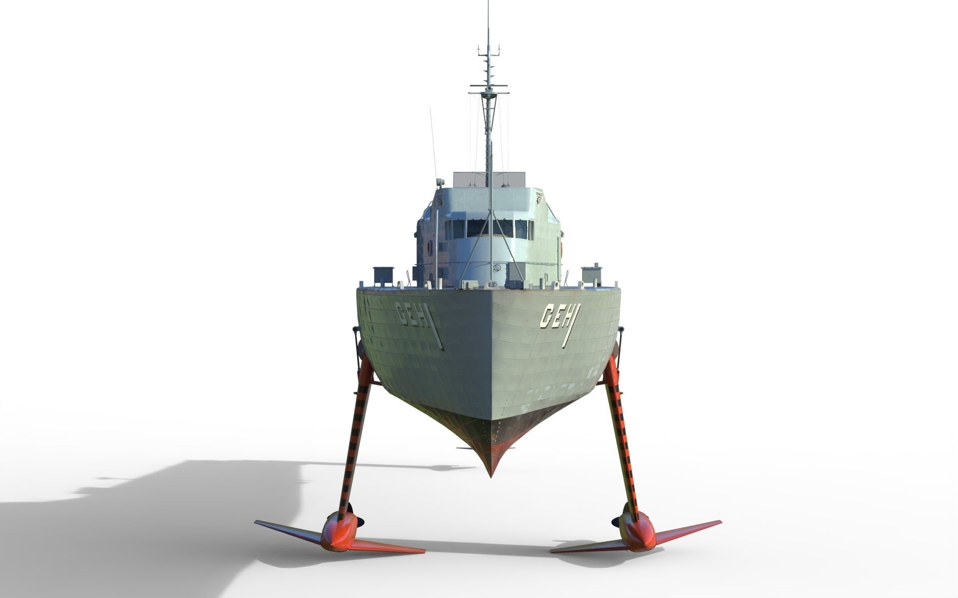 USS Plainview AGEH hydrofoil ship 3D model_4