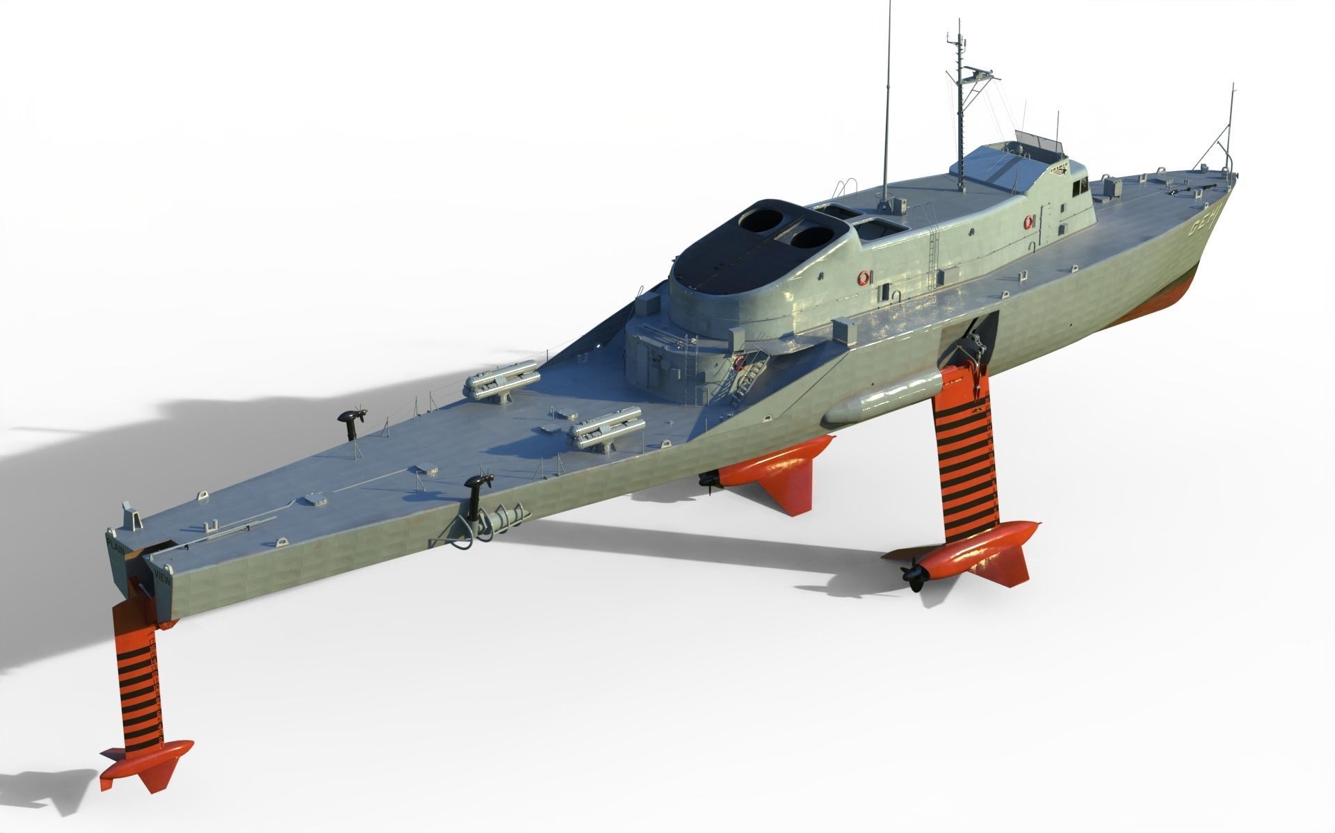 USS Plainview AGEH hydrofoil ship 3D model_7